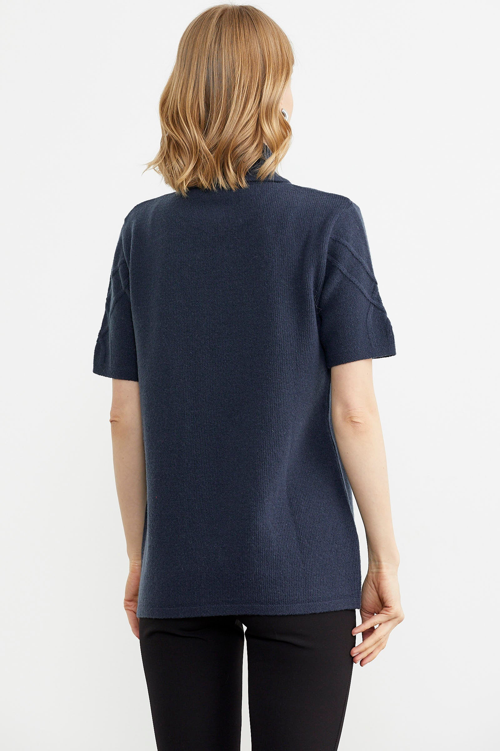 Agraf Detaylı Triko Süveter - Lacivert (4) Sementa