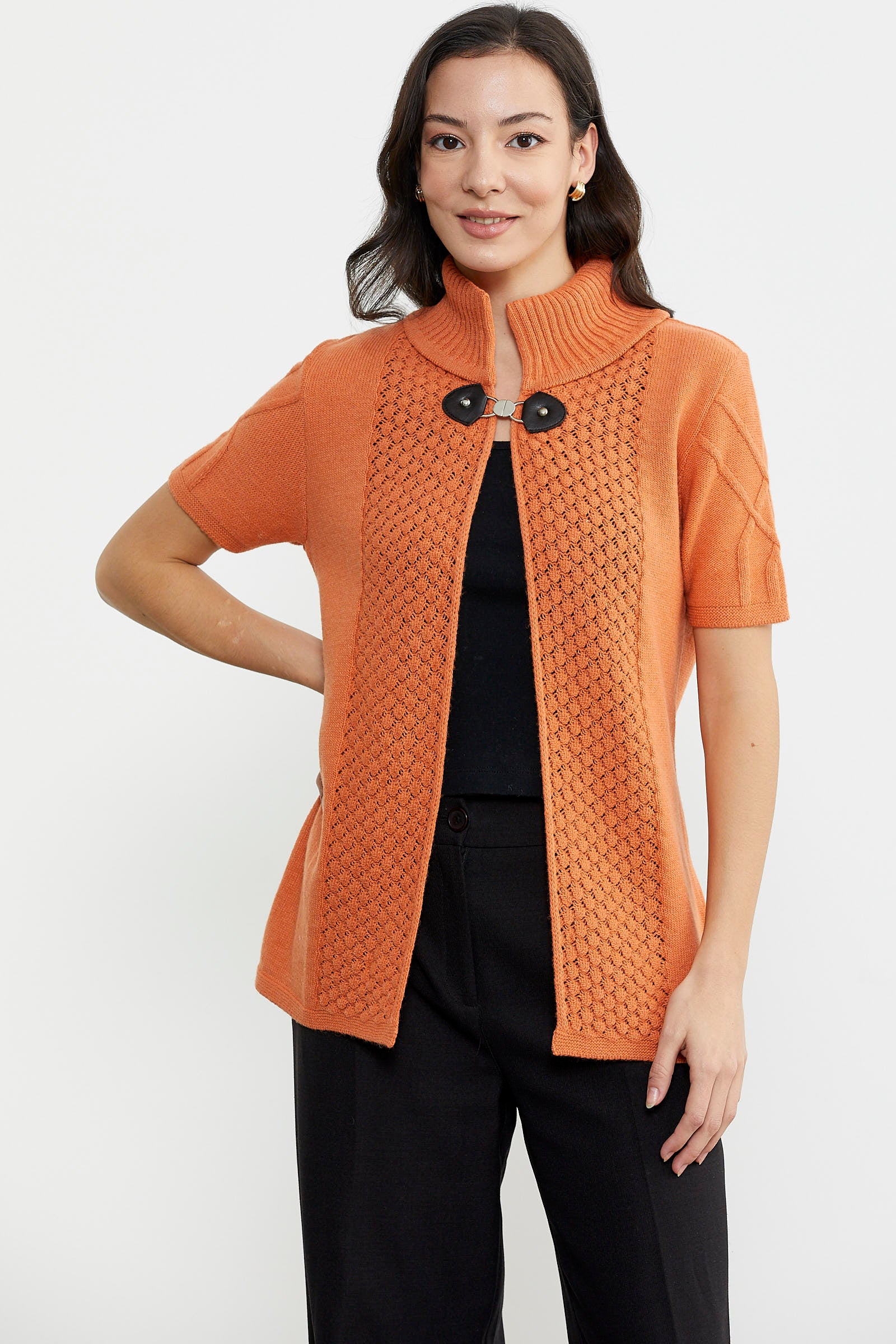 Agraf Detaylı Triko Süveter - Taba (4) Sementa