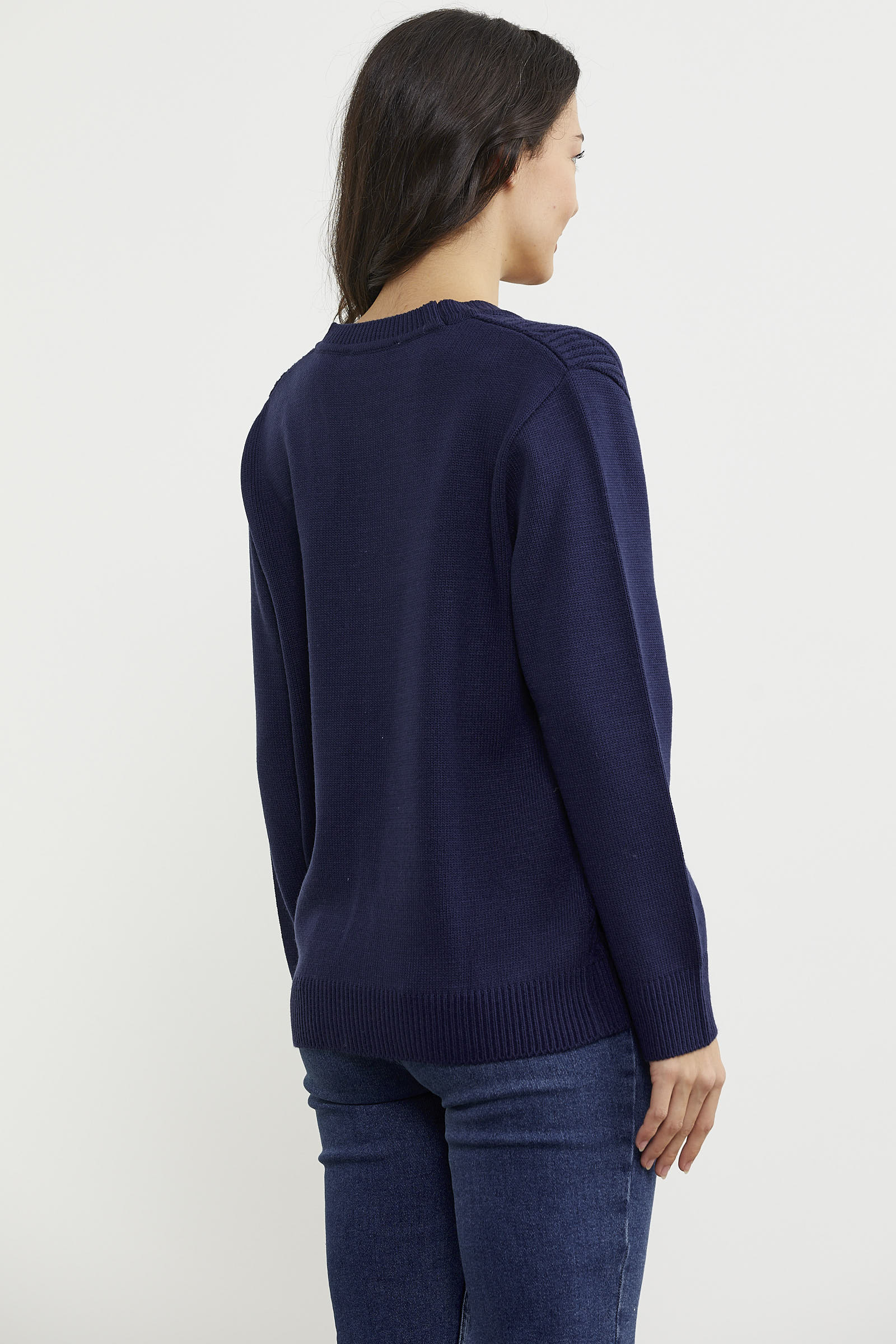 Ajurlu Düğmeli Triko Hırka - Lacivert (6) Sementa