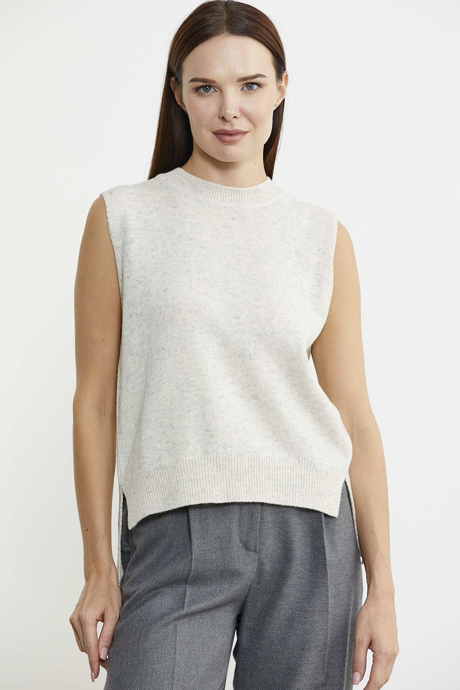 Arkası Açık Bağlamalı Yünlü Triko Süveter - Kemik - Sementa