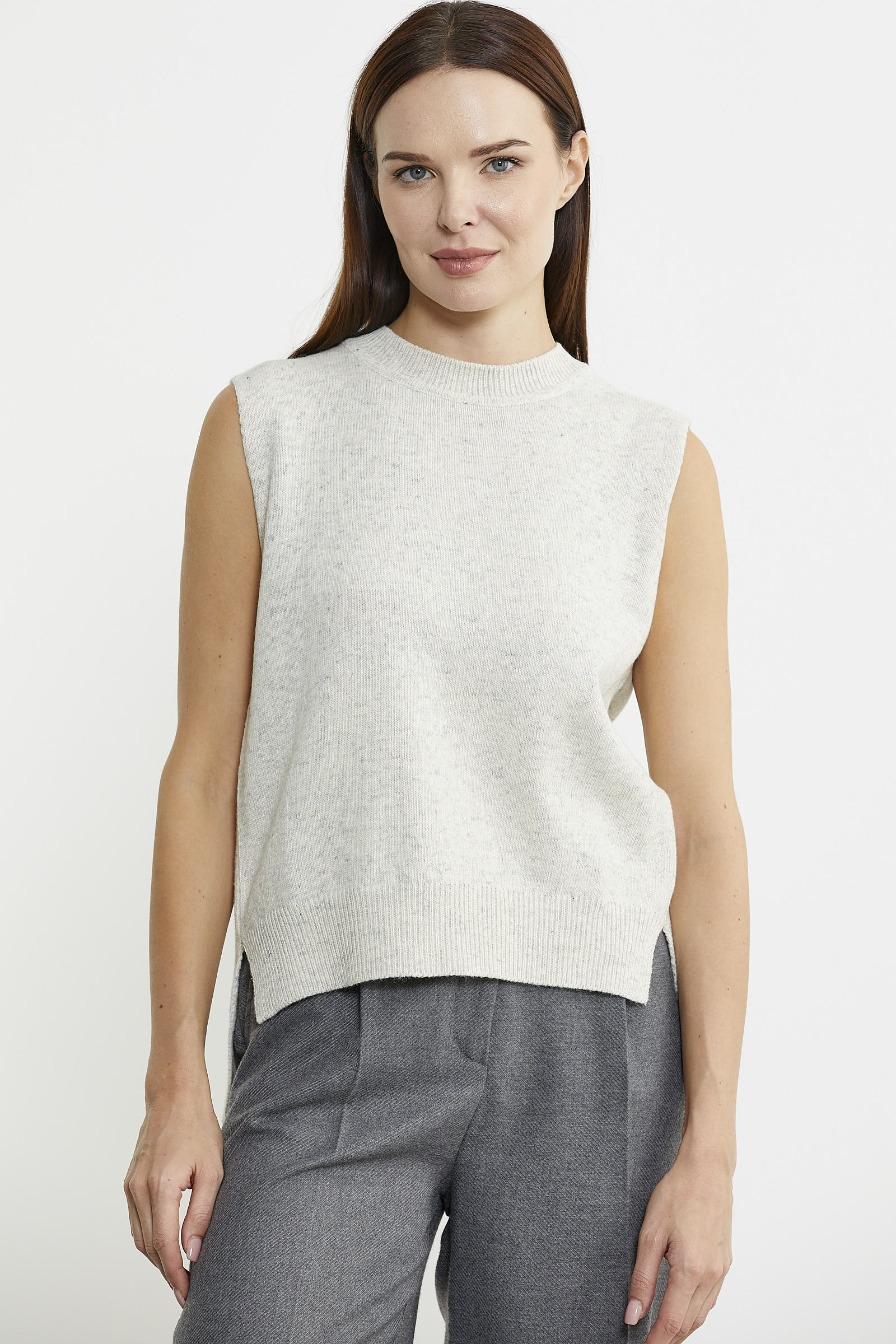 Arkası Açık Bağlamalı Yünlü Triko Süveter - Kemik - Sementa