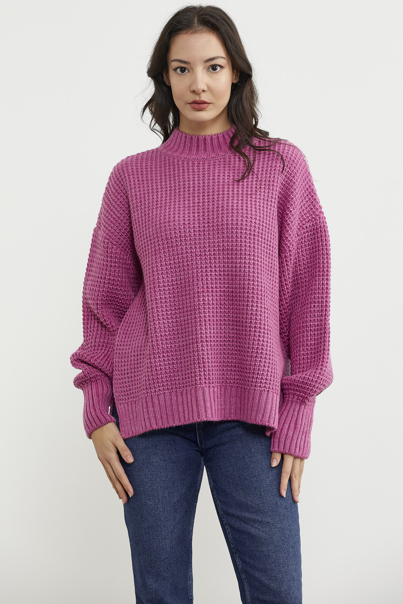 Arkası Uzun Salaş Triko Kazak - Gül (1) Sementa