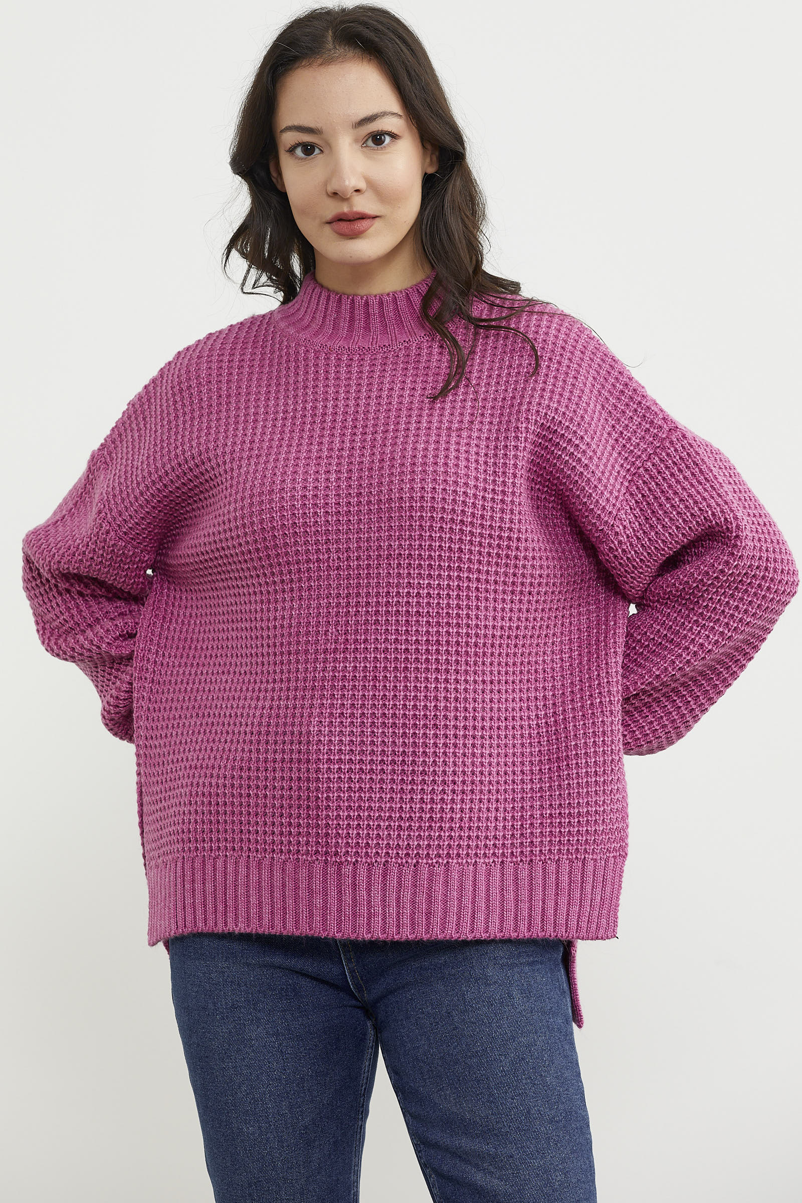 Arkası Uzun Salaş Triko Kazak - Gül (2) Sementa