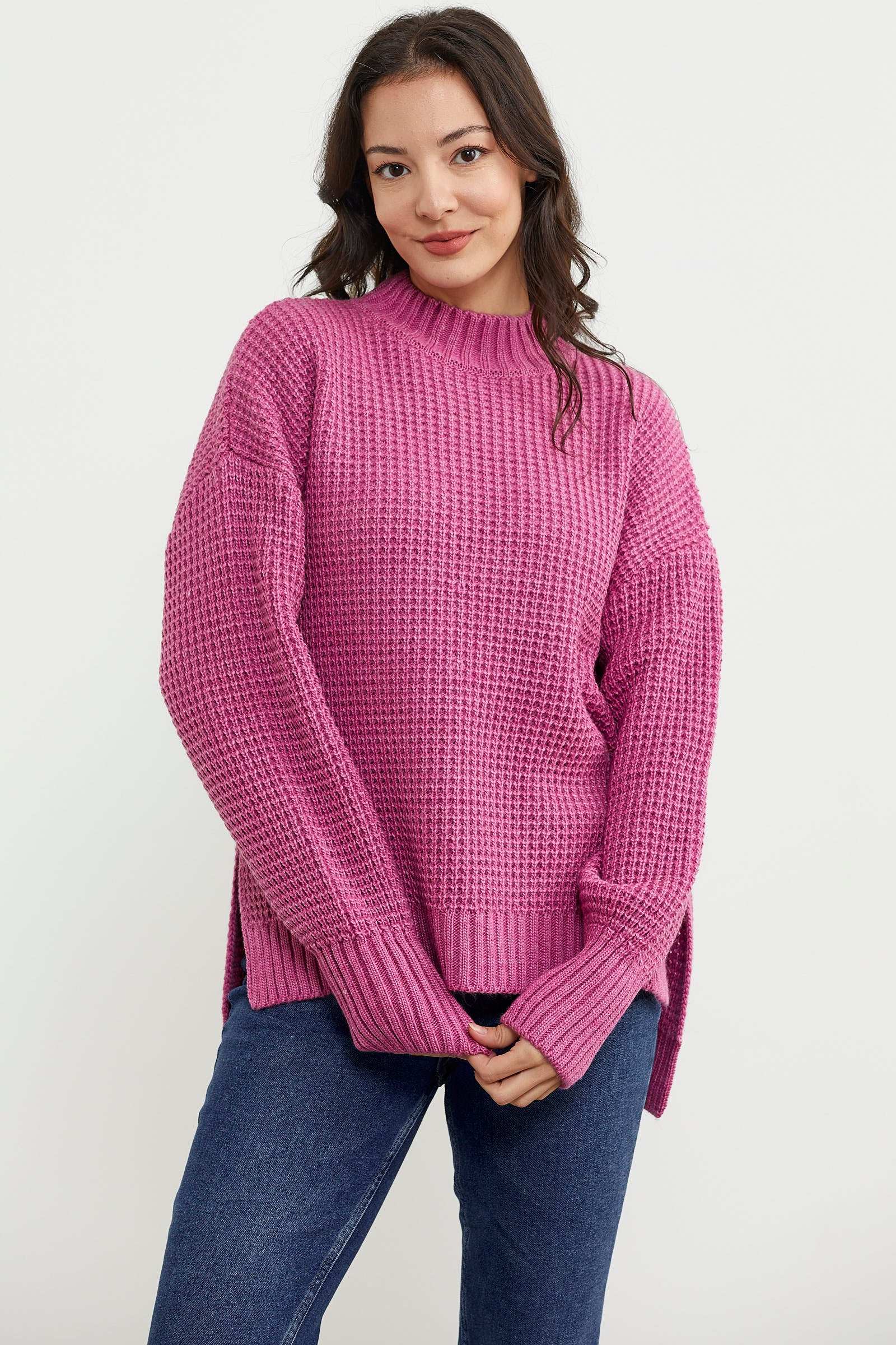 Arkası Uzun Salaş Triko Kazak - Gül (4) Sementa