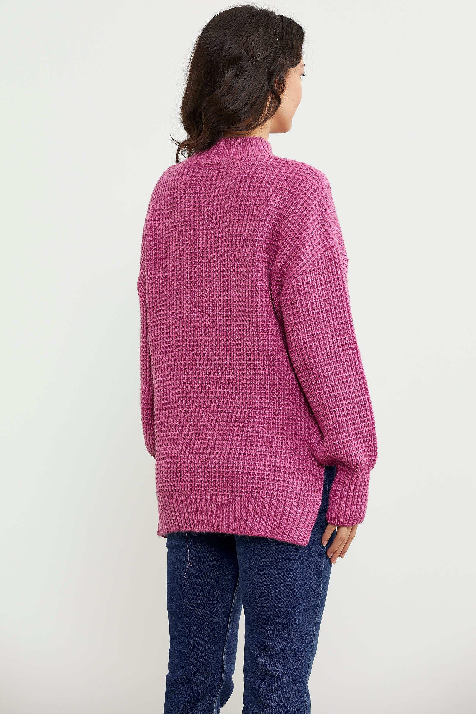 Arkası Uzun Salaş Triko Kazak - Gül (6) Sementa