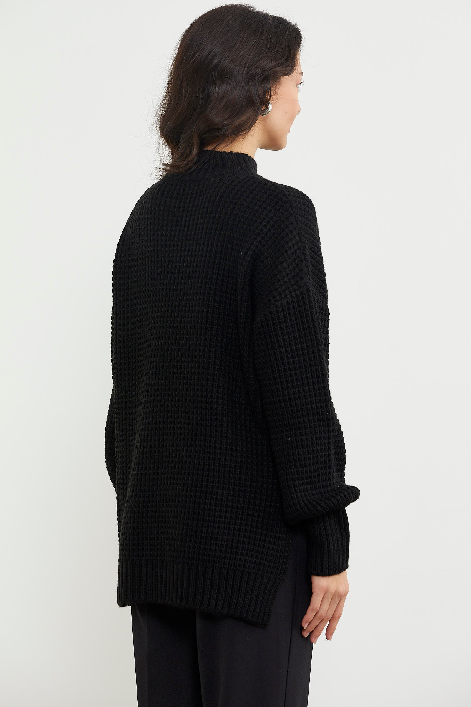 Arkası Uzun Salaş Triko Kazak - Siyah (7) Sementa