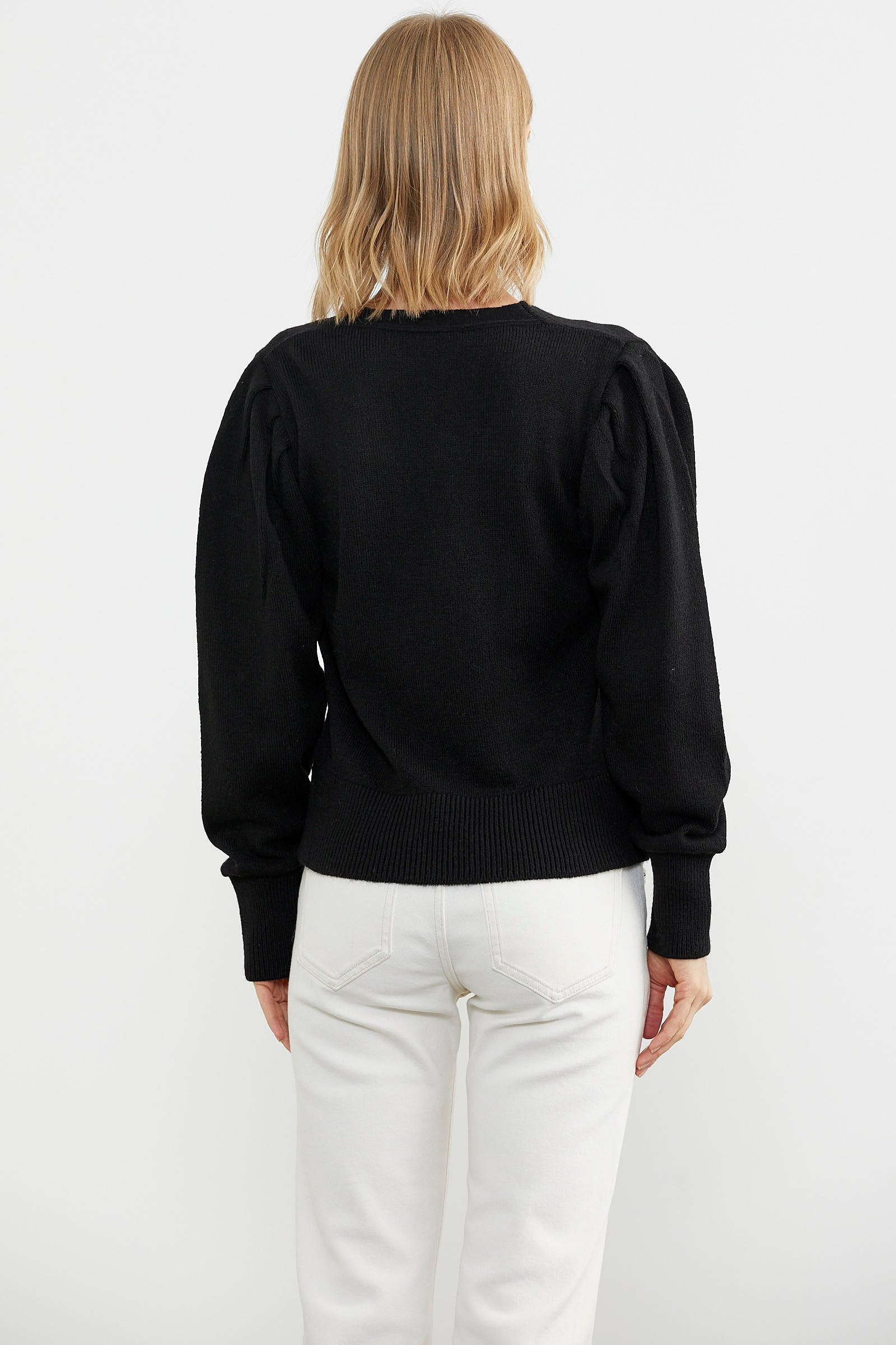 Balon Kol Basic Triko Hırka - Siyah (6) Sementa