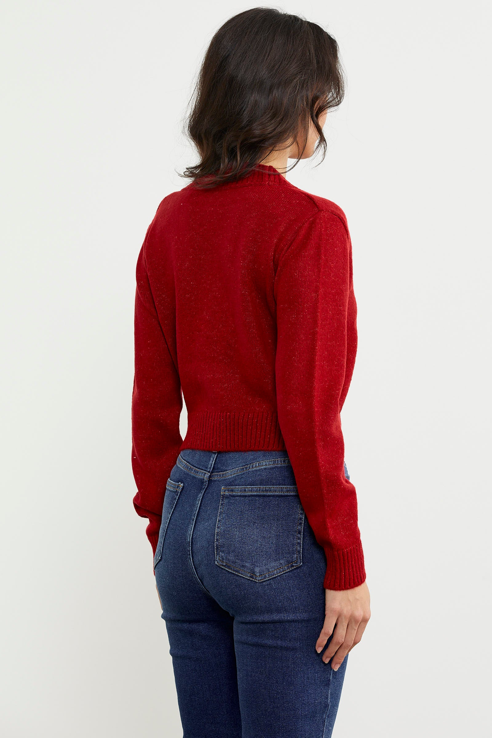 Basic Düğmeli Kısa Triko Hırka - Kırmızı (5) Sementa