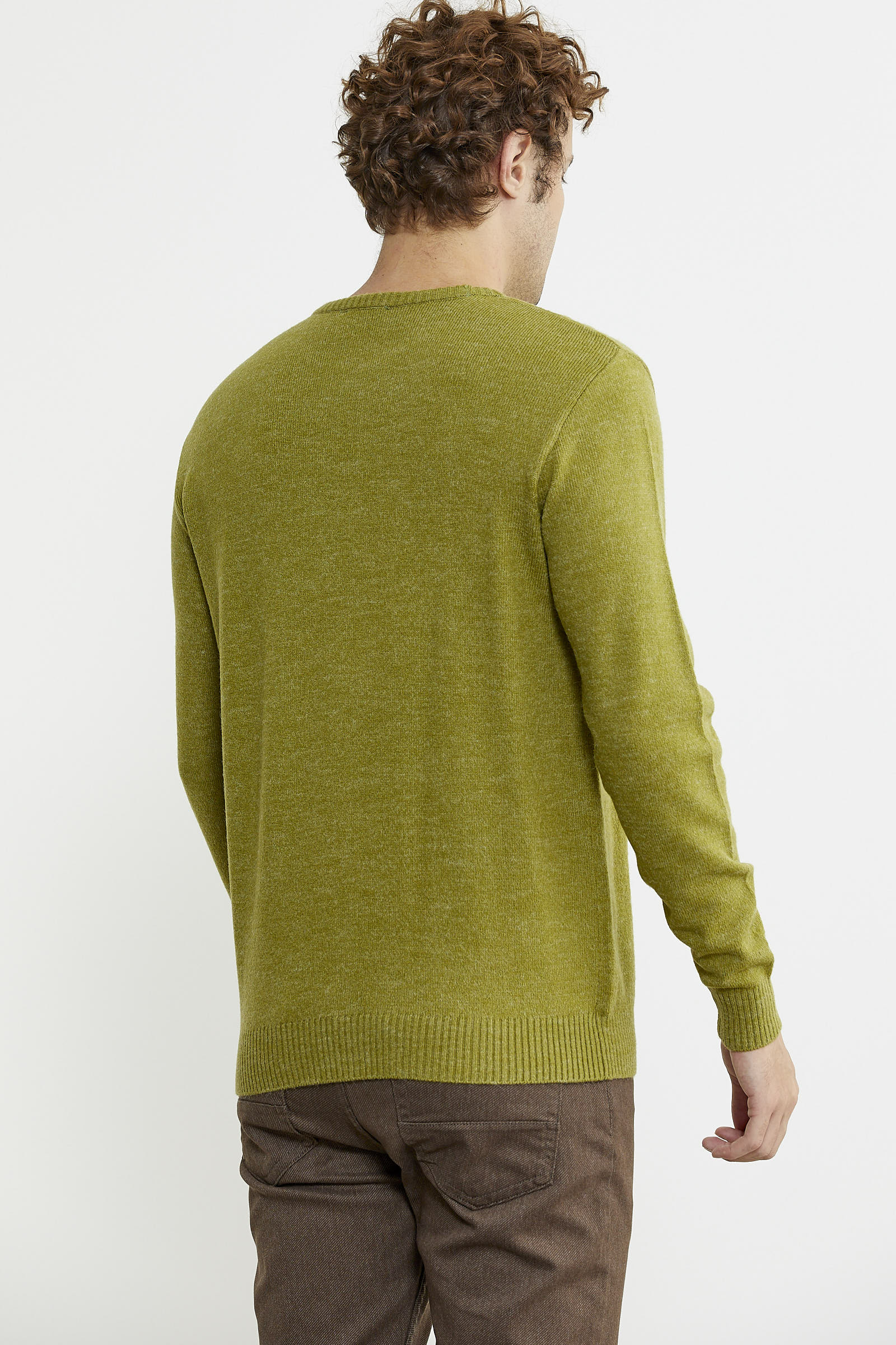 Basic Sıfır Yaka Triko Kazak - Yeşil - Sementa