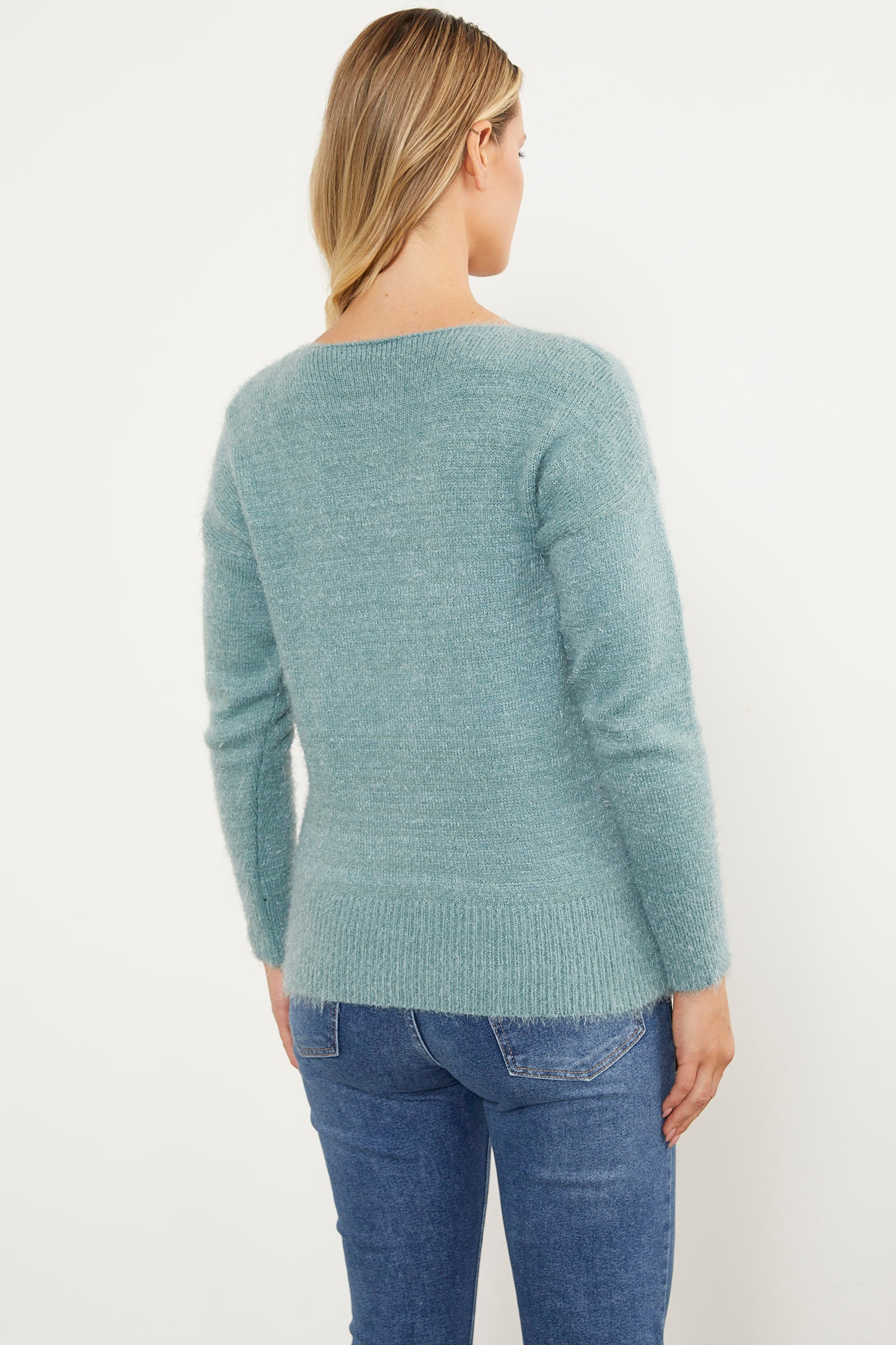 Basic V Yaka Triko Kazak - Mint (5) Sementa