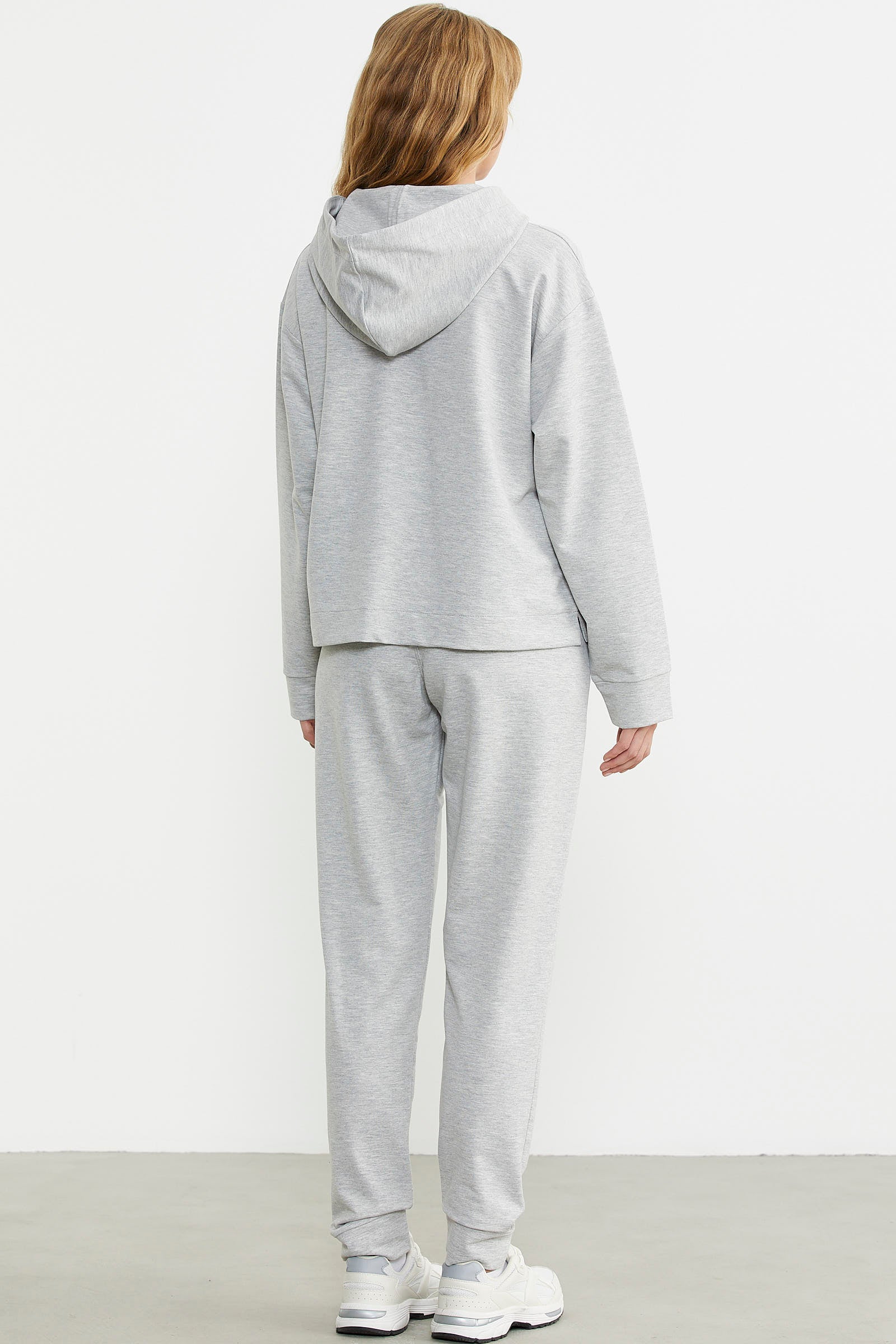 Baskı Detaylı Kapüşonlu Eşofman Takım - Gri - Sementa