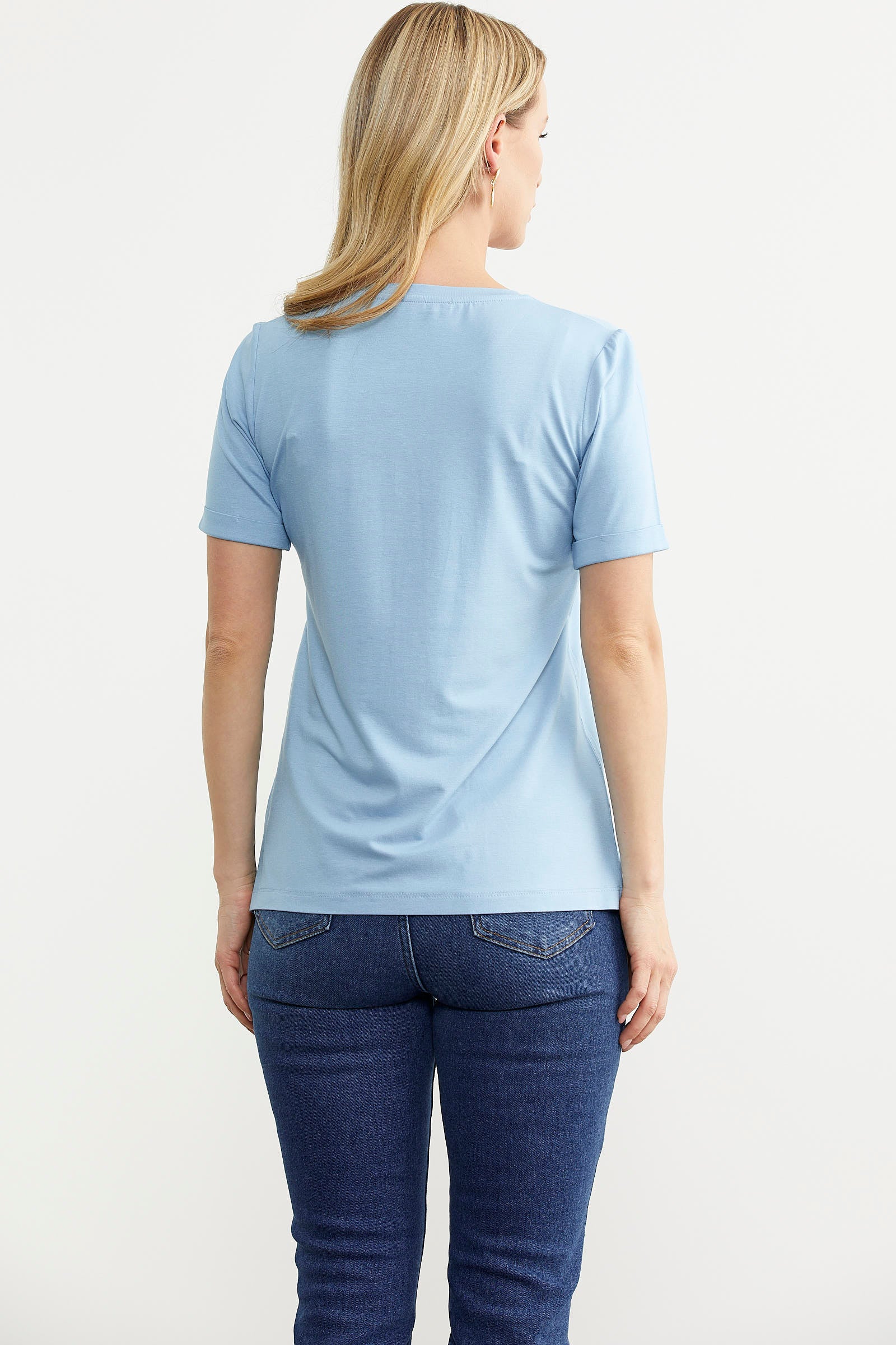 Baskılı Basic Penye Tişört - Mavi (5) Sementa