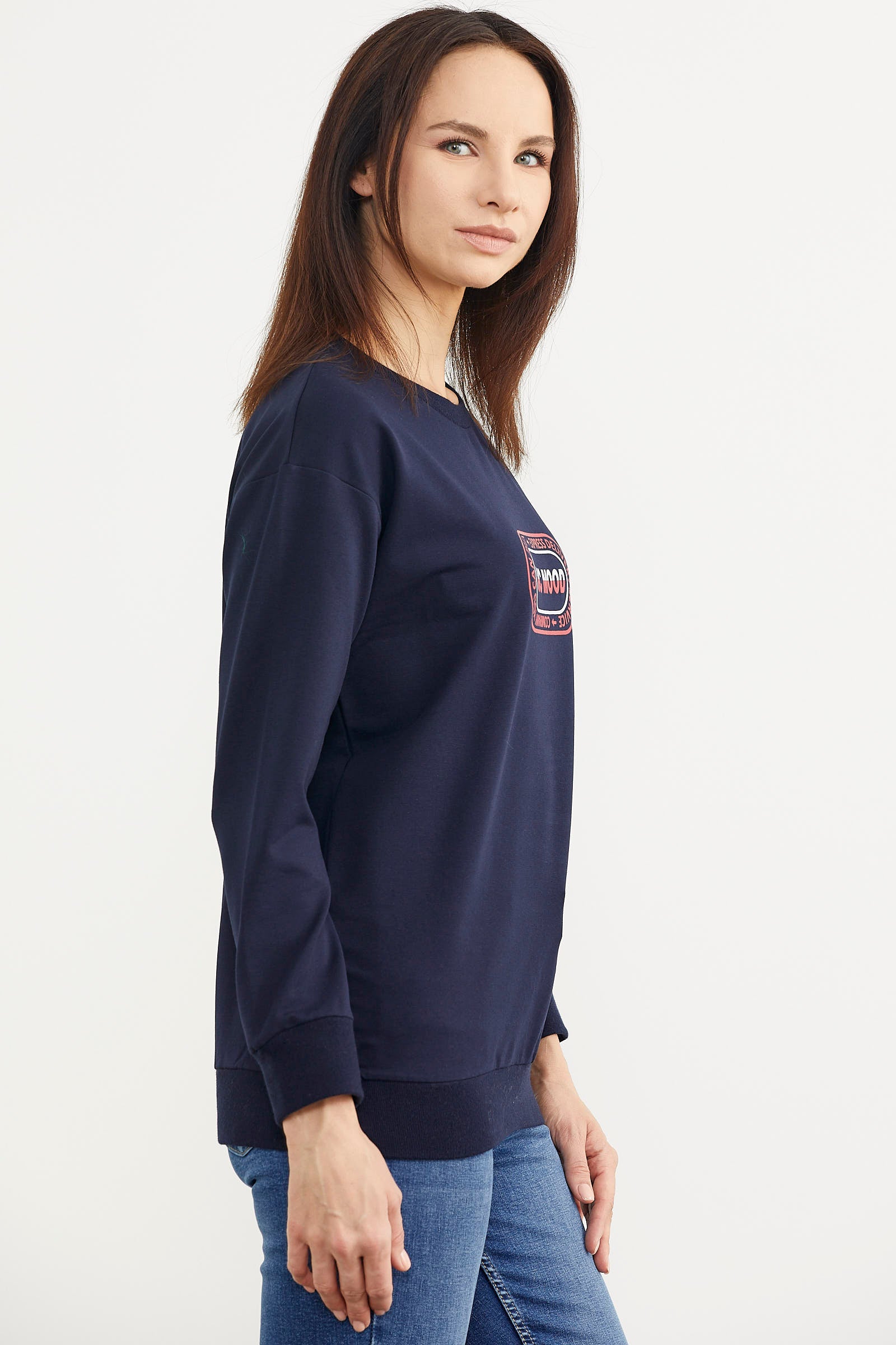 Baskılı Oversize Basic Sweatshirt - Lacivert (3) Sementa