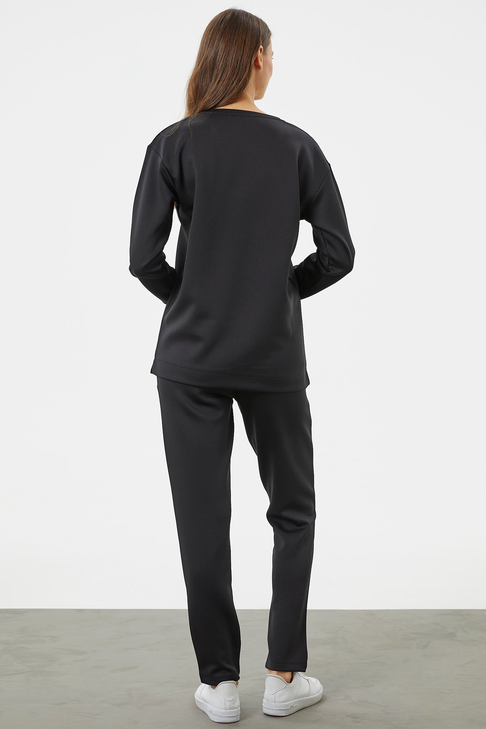 Baskılı Sıfır Yaka Oversize Eşofman Takım - Siyah (7) Sementa