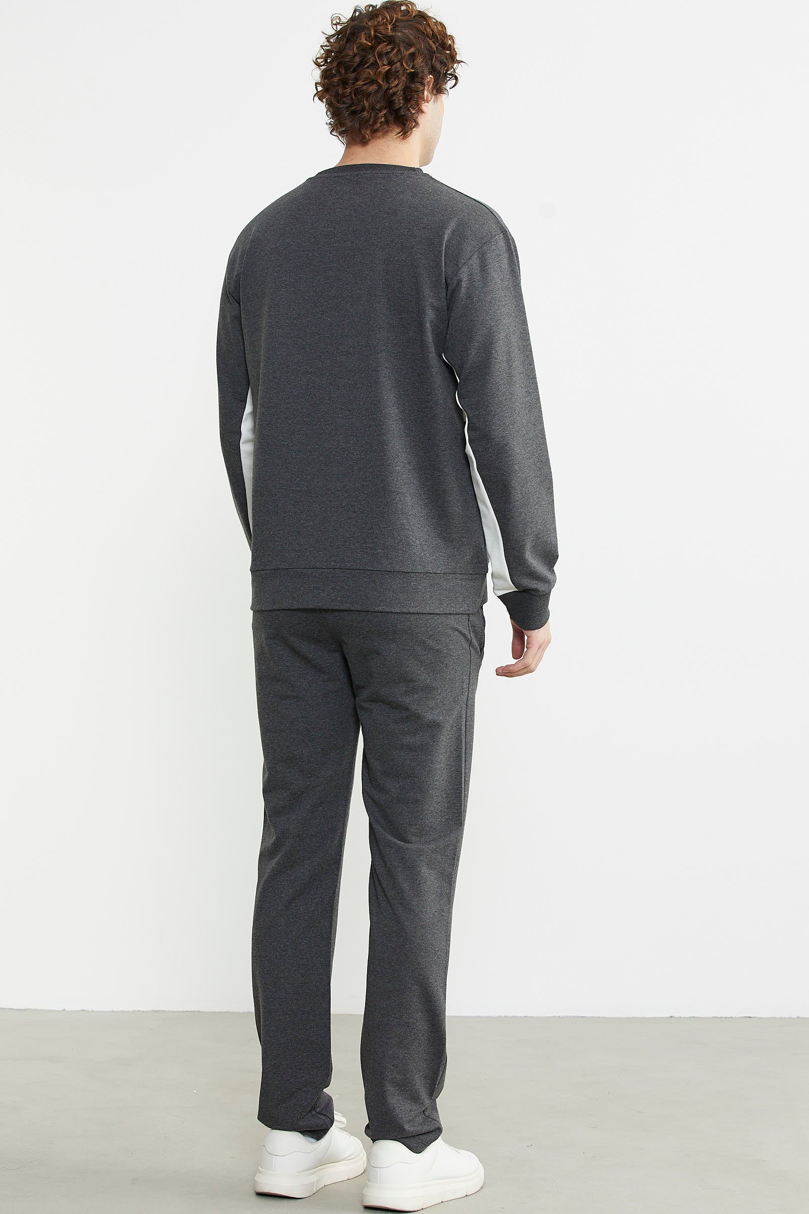 Blok Çizgili Eşofman Takım - Antrasit - Sementa