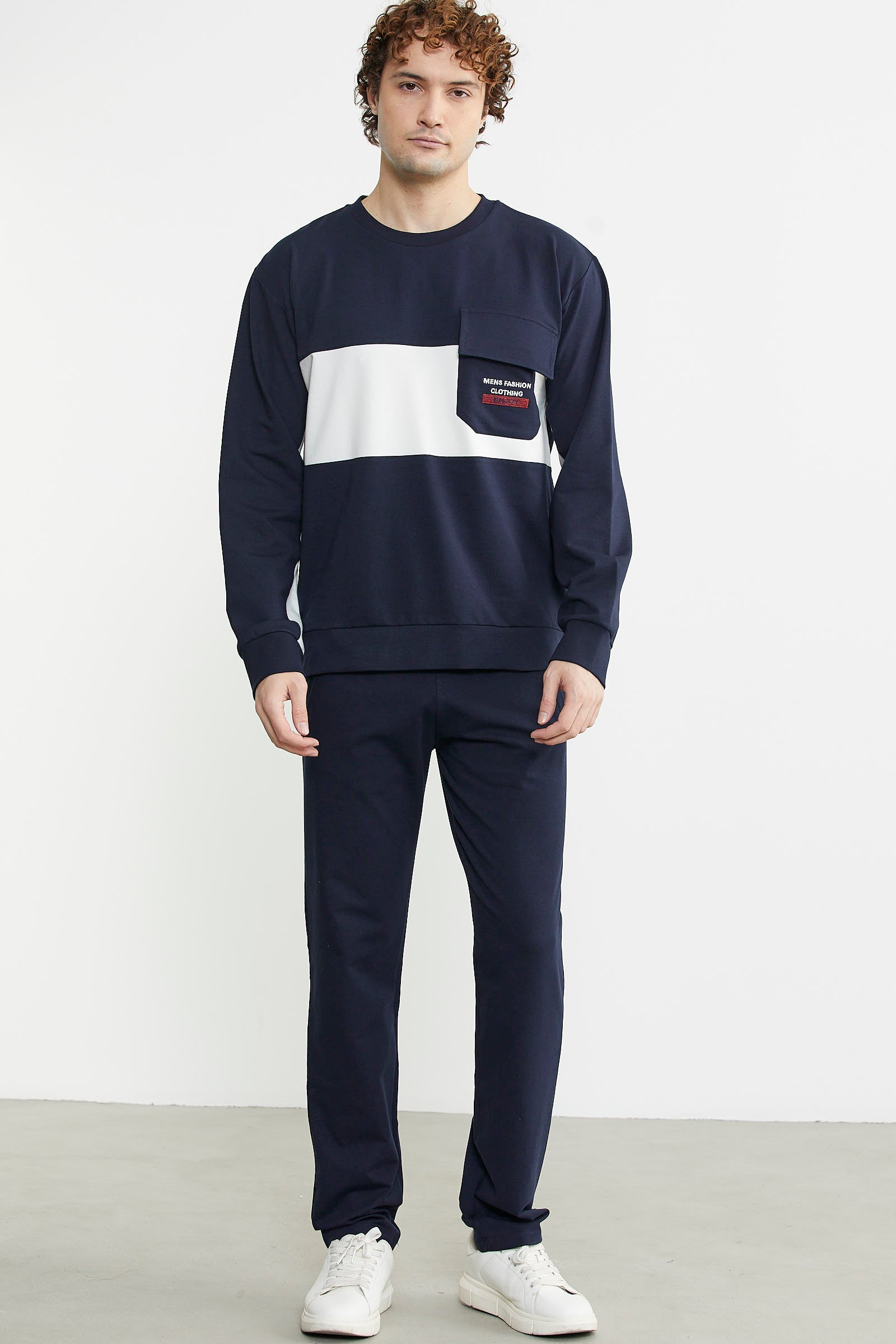 Blok Çizgili Eşofman Takım - Lacivert - Sementa