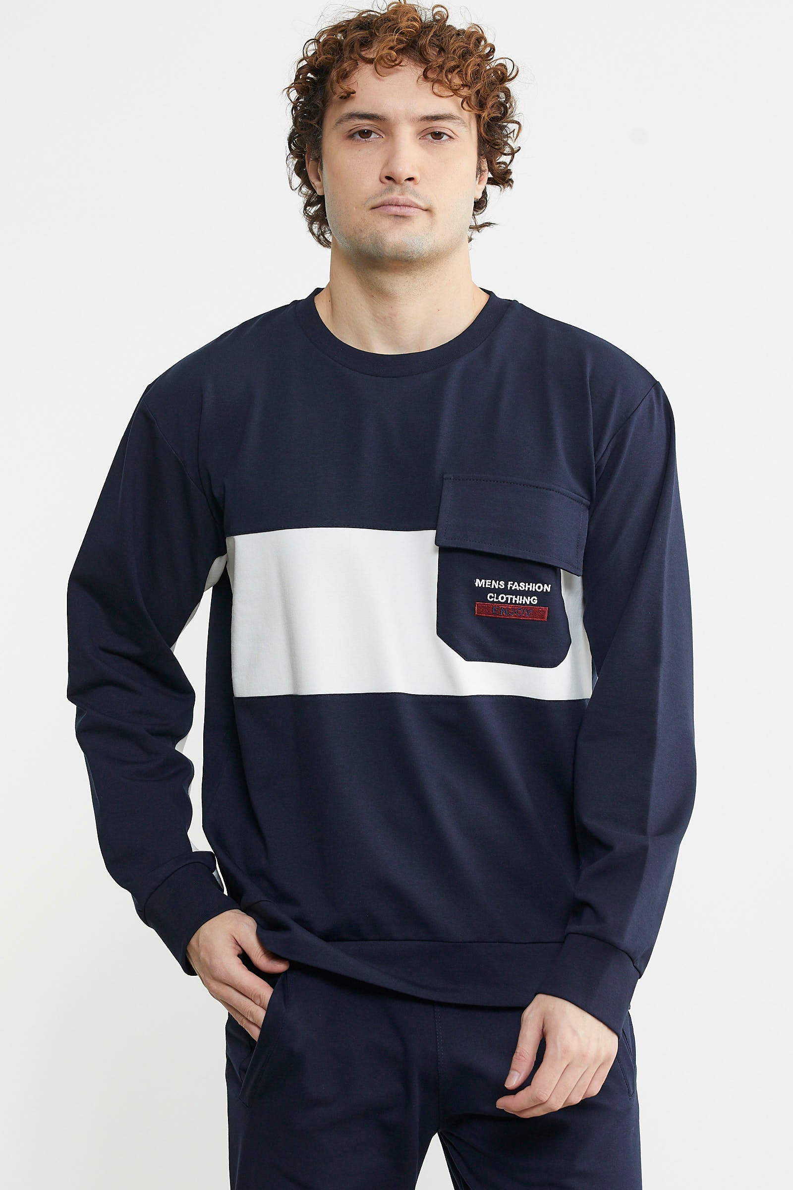 Blok Çizgili Eşofman Takım - Lacivert - Sementa