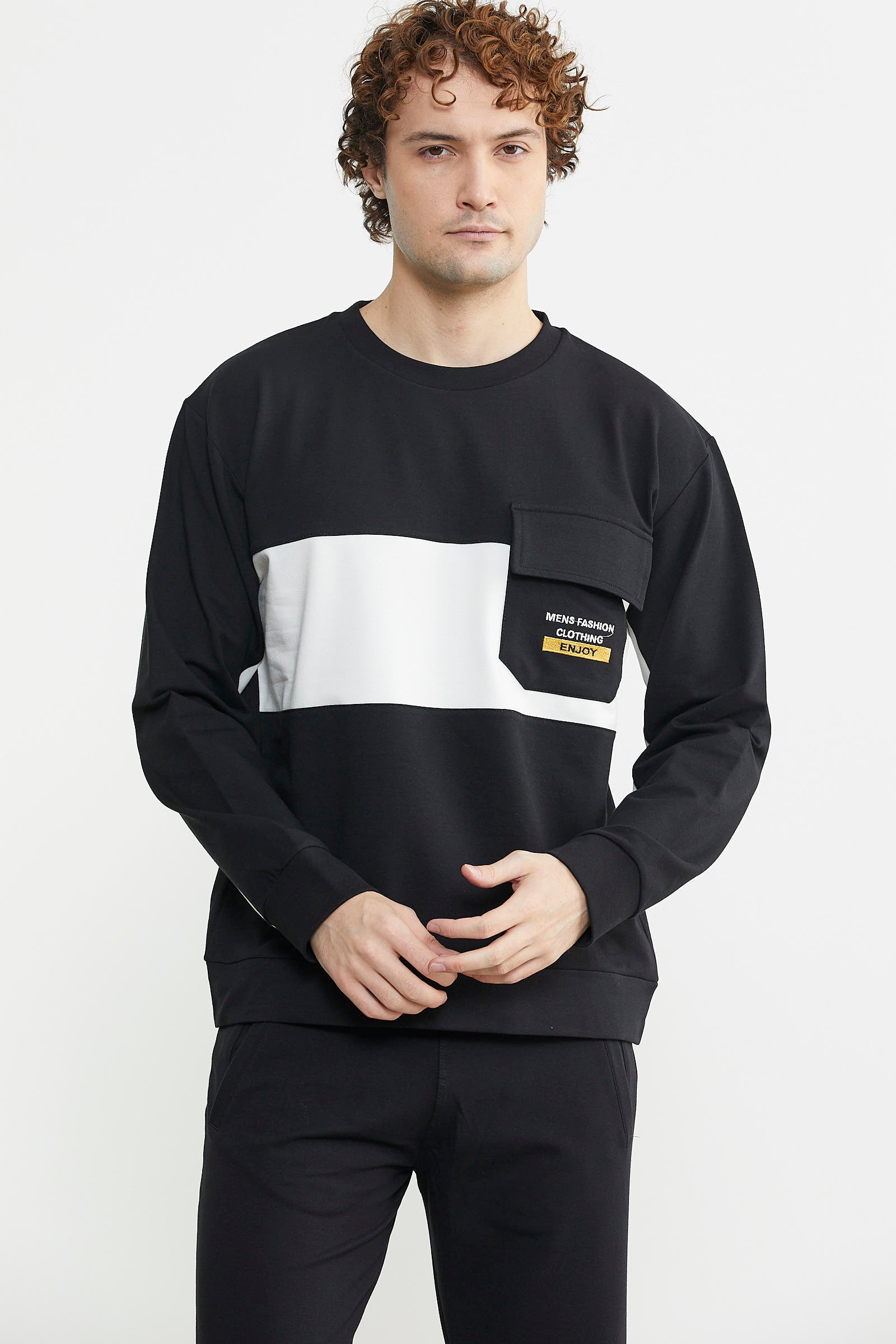 Blok Çizgili Eşofman Takım - Siyah - Sementa