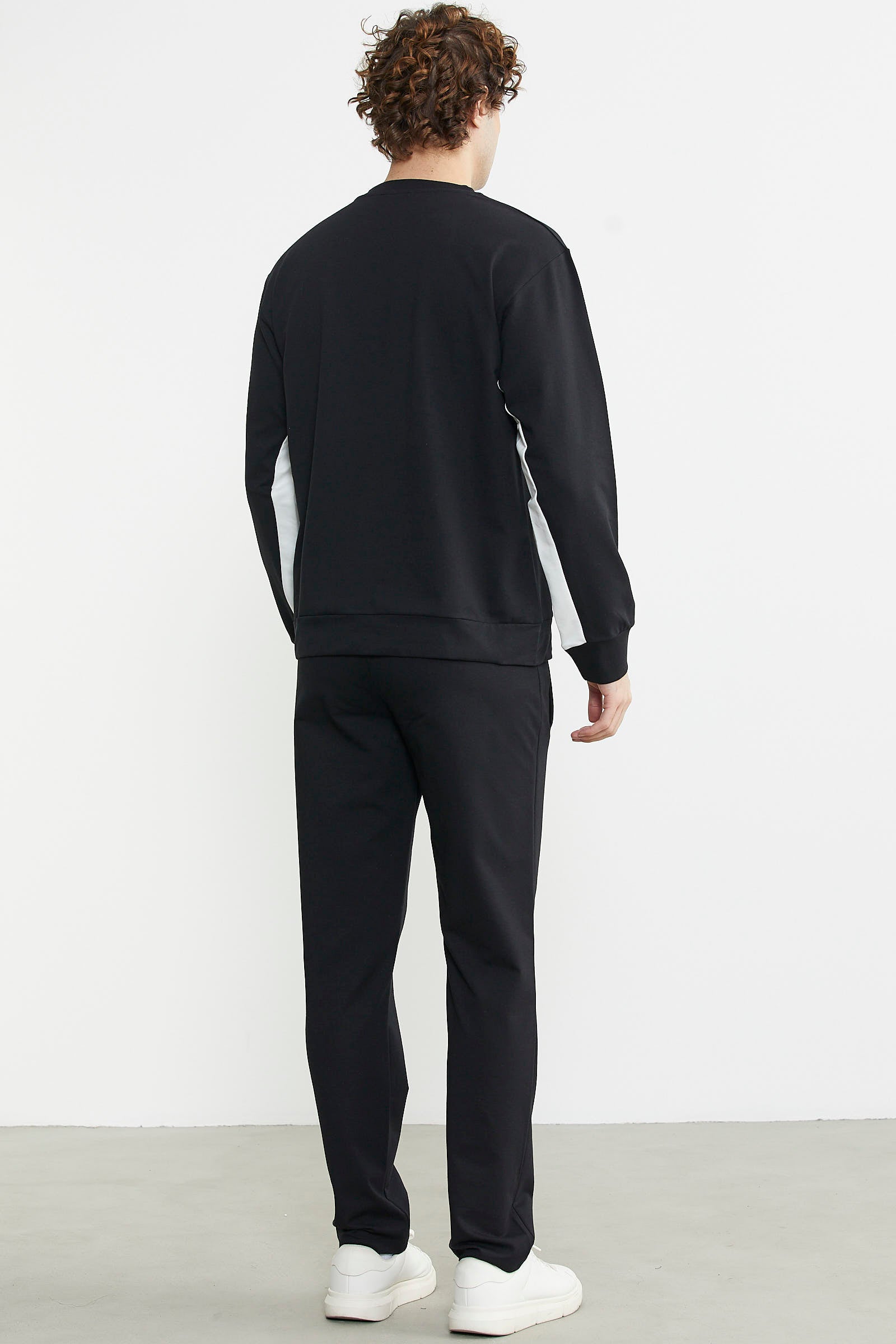 Blok Çizgili Eşofman Takım - Siyah - Sementa