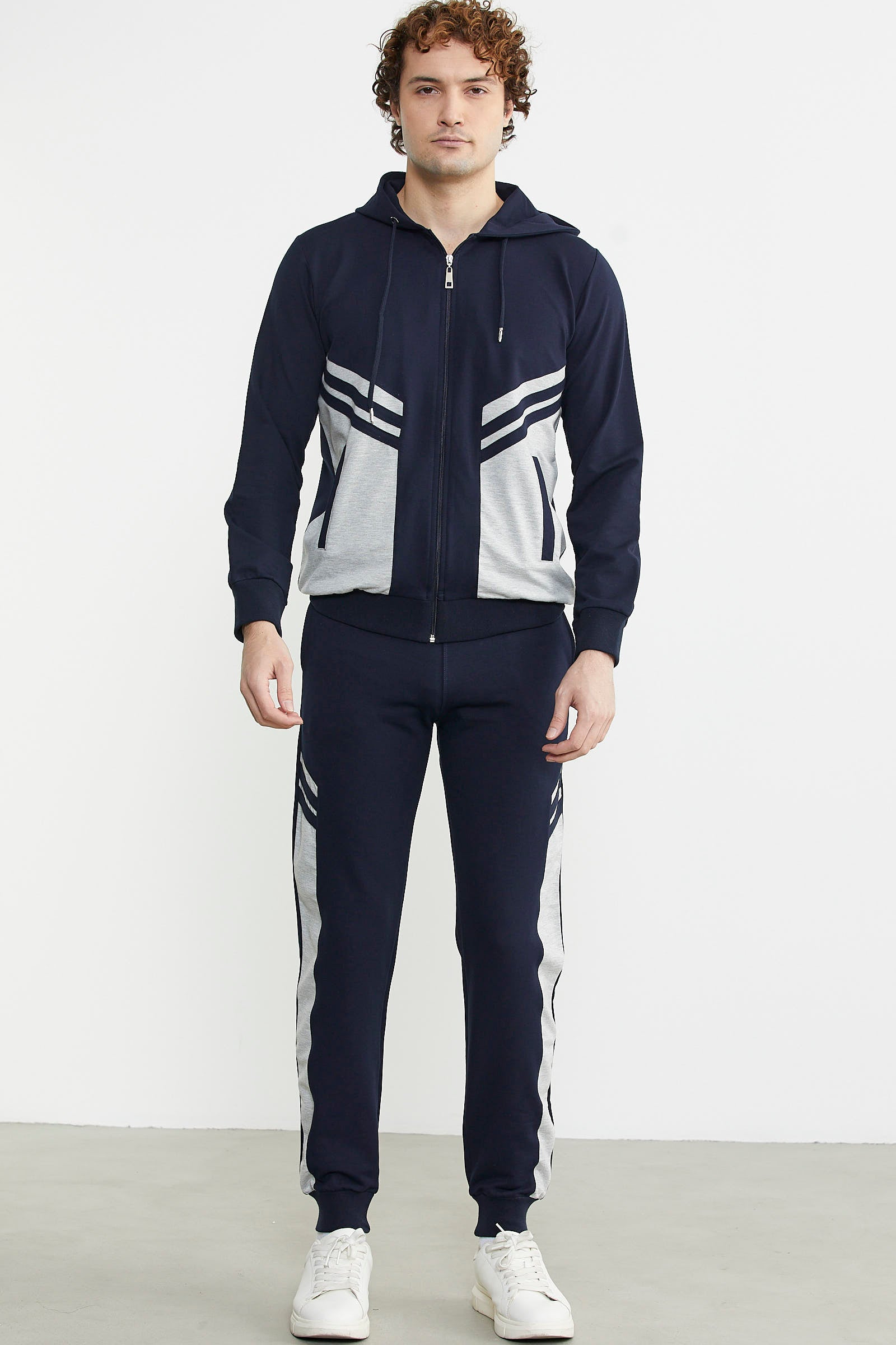 Blok Geçişli Cepli Eşofman Takım - Lacivert - Sementa