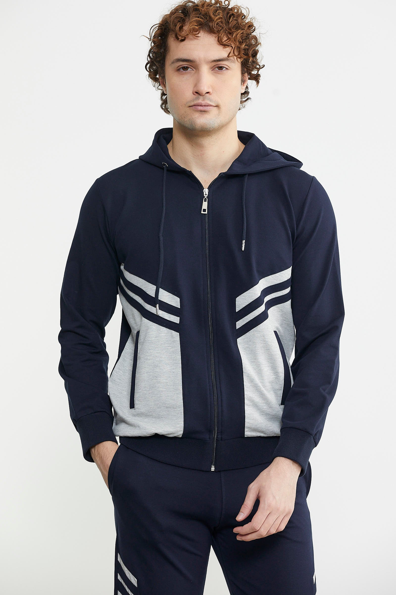 Blok Geçişli Cepli Eşofman Takım - Lacivert - Sementa