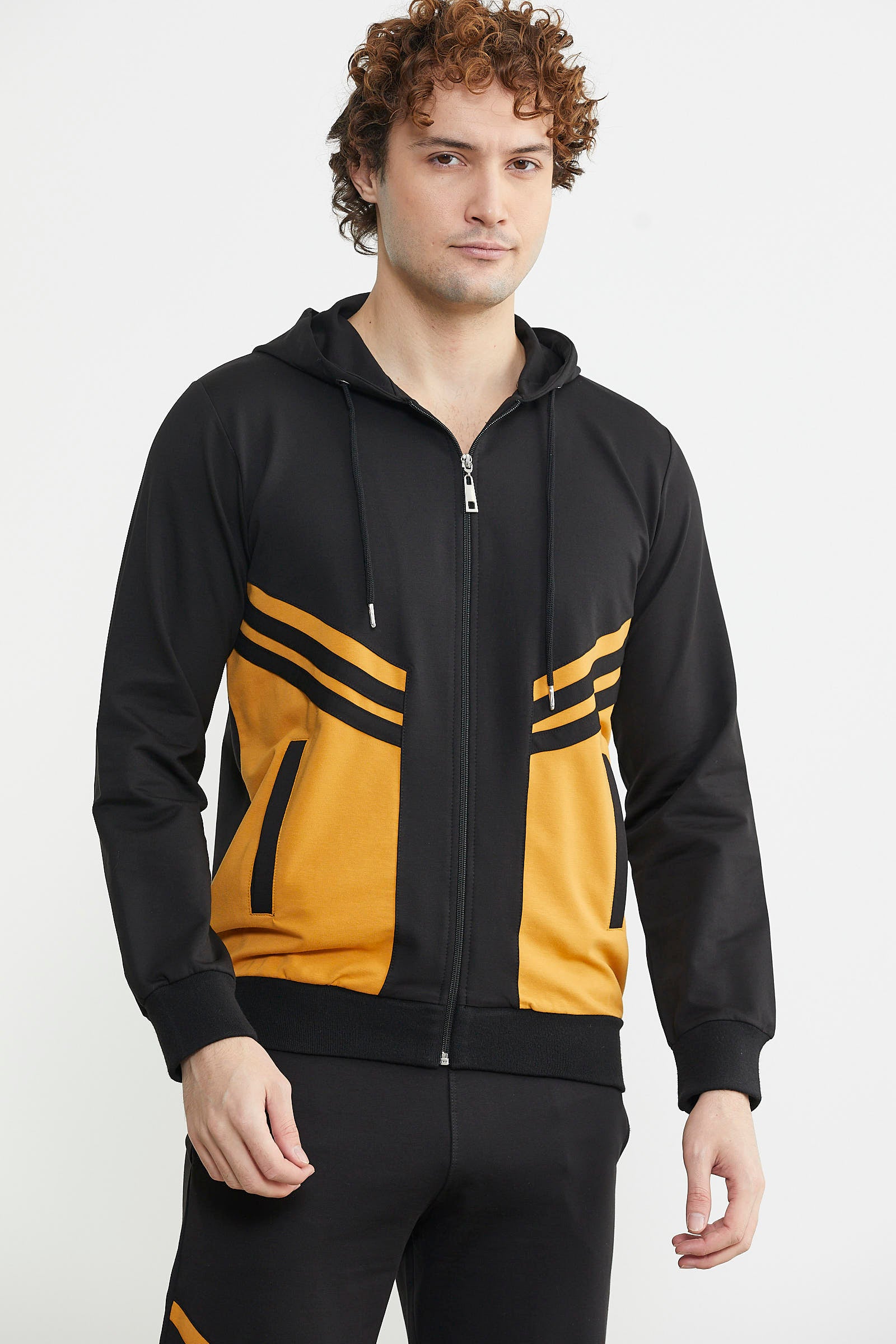 Blok Geçişli Cepli Eşofman Takım - Siyah - Sementa