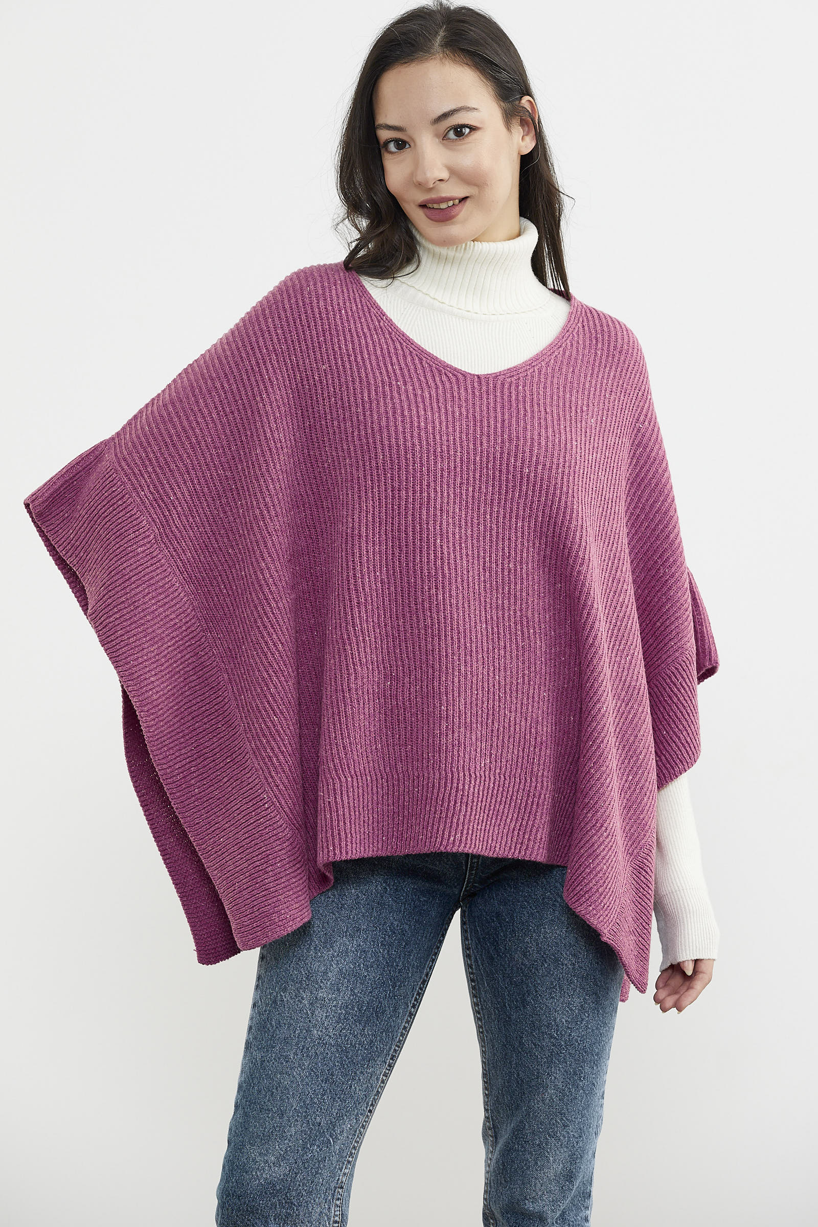 Bol Kesim V Yaka Triko Panço - Gül (2) Sementa