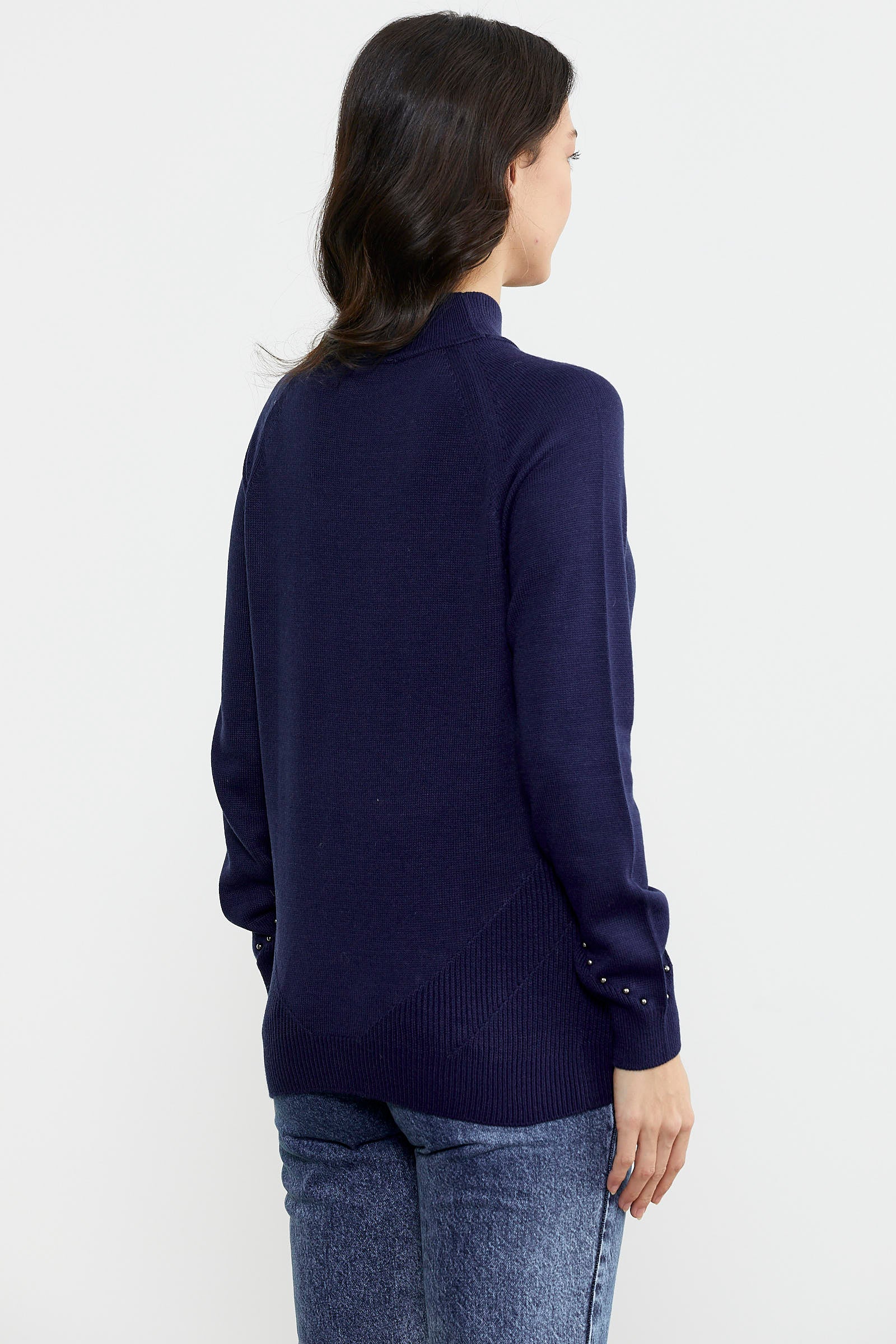 Boncuk Detaylı Triko Kazak - Lacivert (4) Sementa