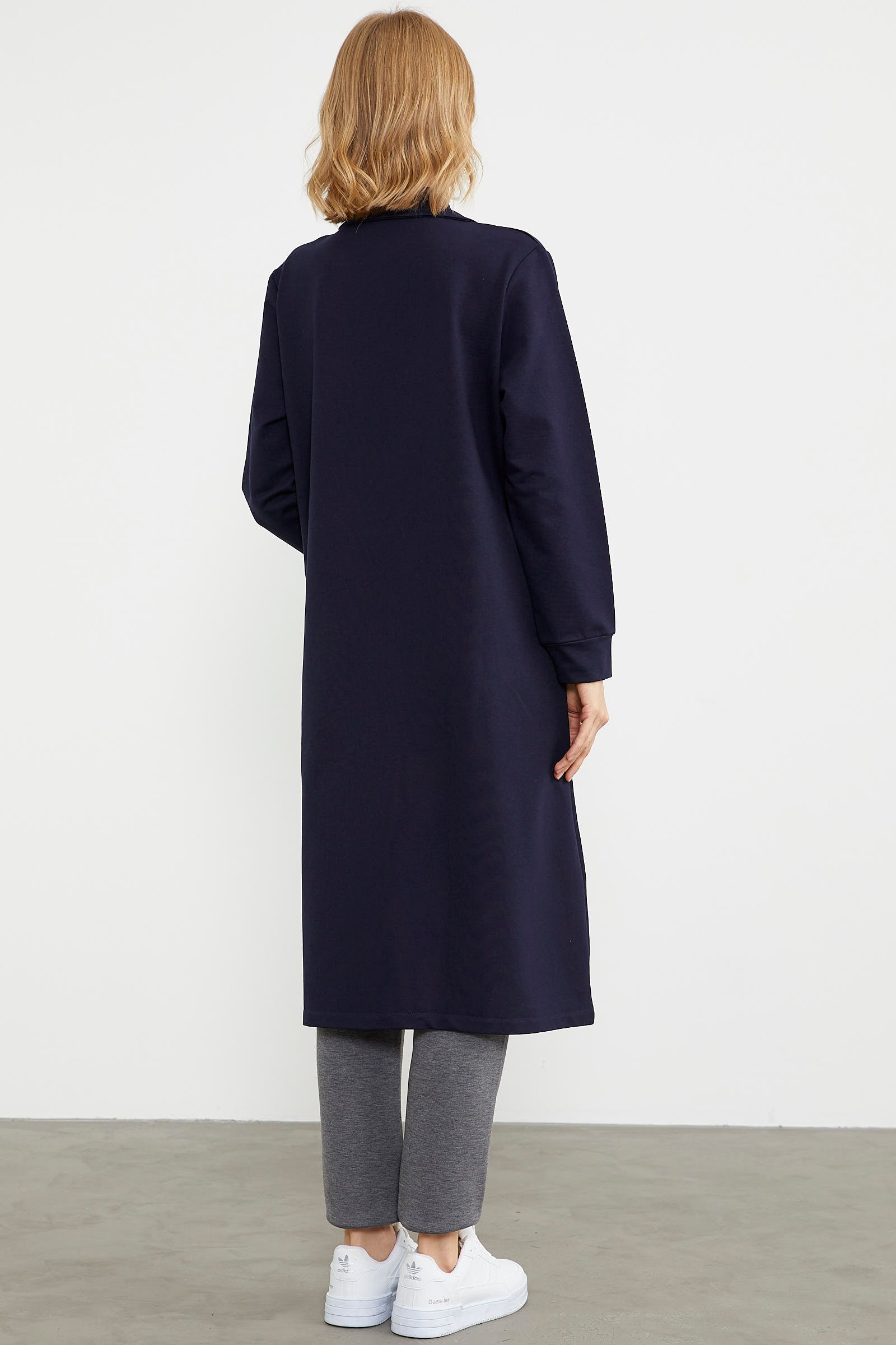 Boydan Fermuarlı Ribanalı İki İplik Kap - Lacivert (7) Sementa