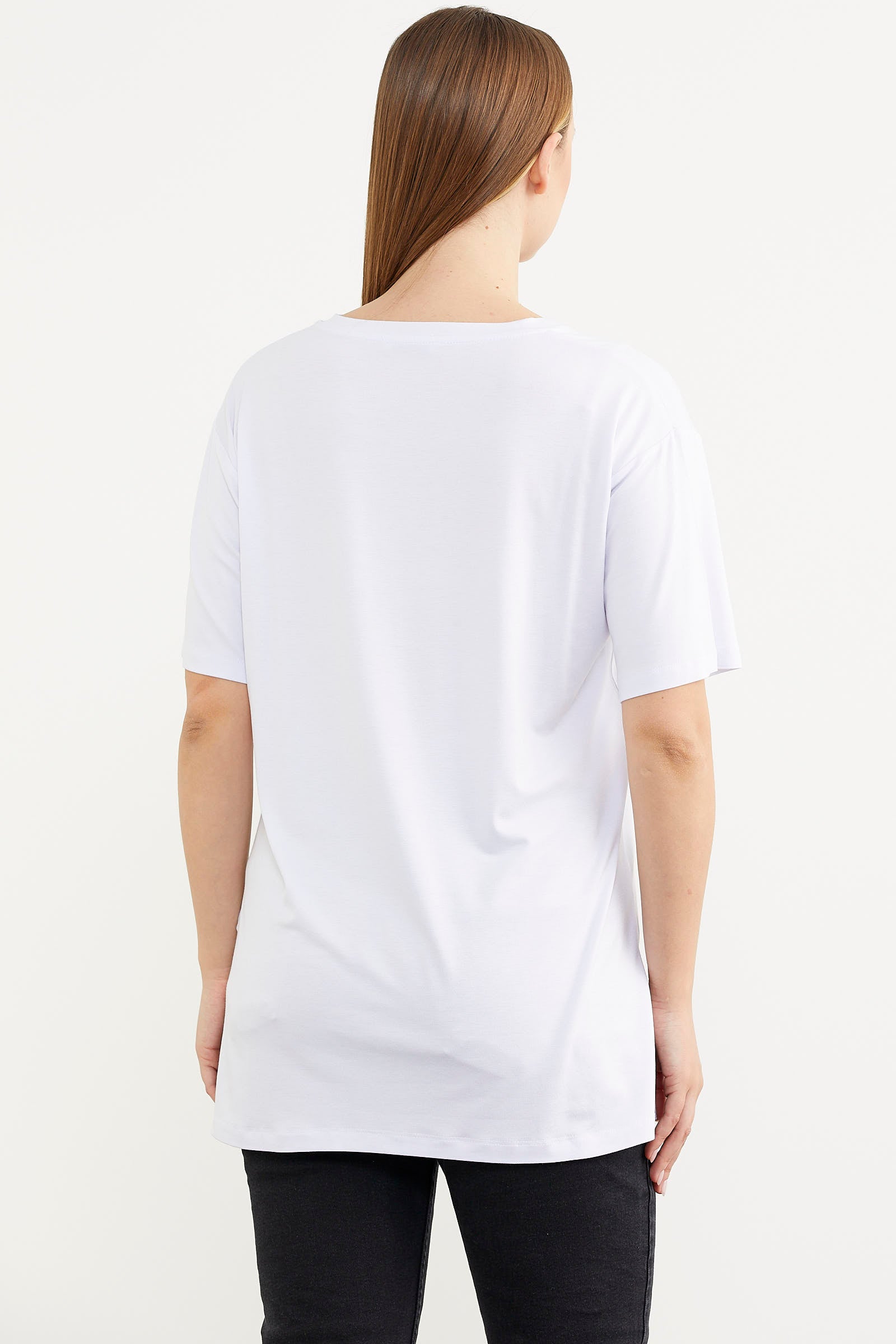 Büyük Beden Baskılı Bluz - Beyaz (6) Sementa