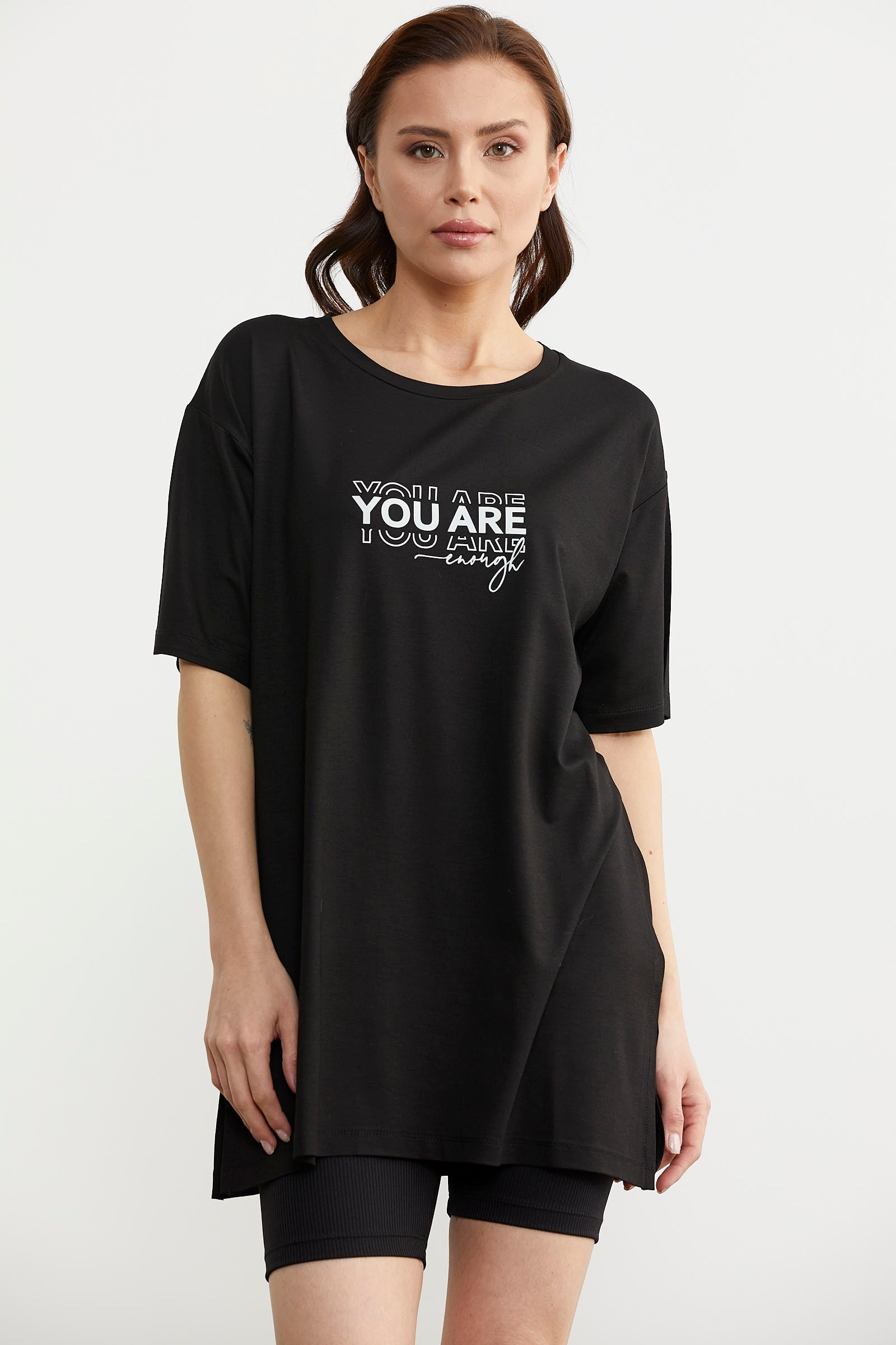 Büyük Beden Baskılı Bluz - Siyah (2) Sementa