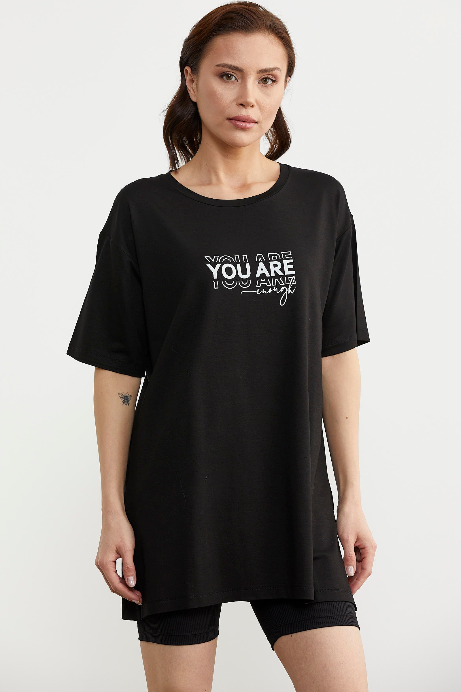 Büyük Beden Baskılı Bluz - Siyah (3) Sementa