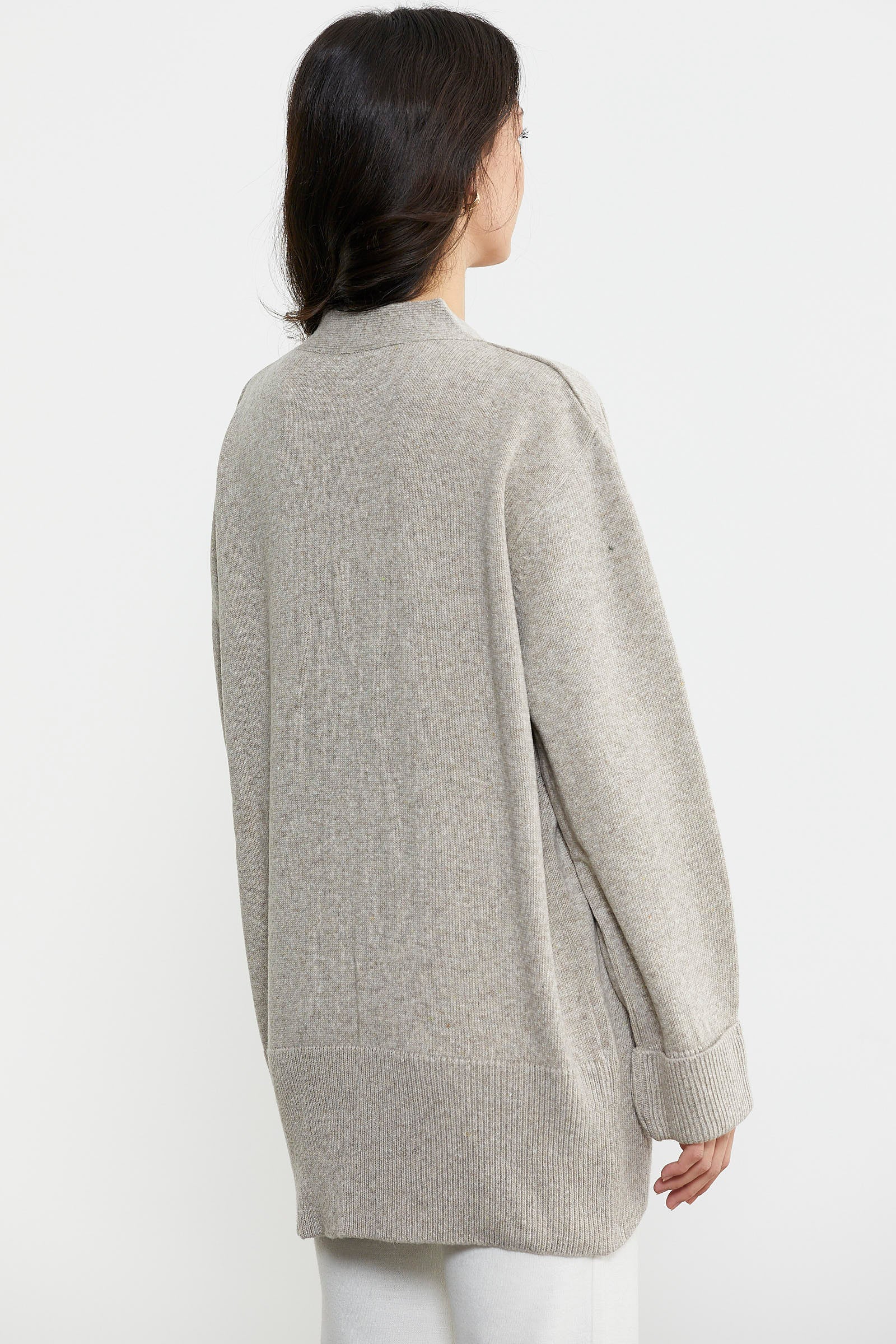 Büyük Beden Cepli Triko Hırka - Vizon (5) Sementa