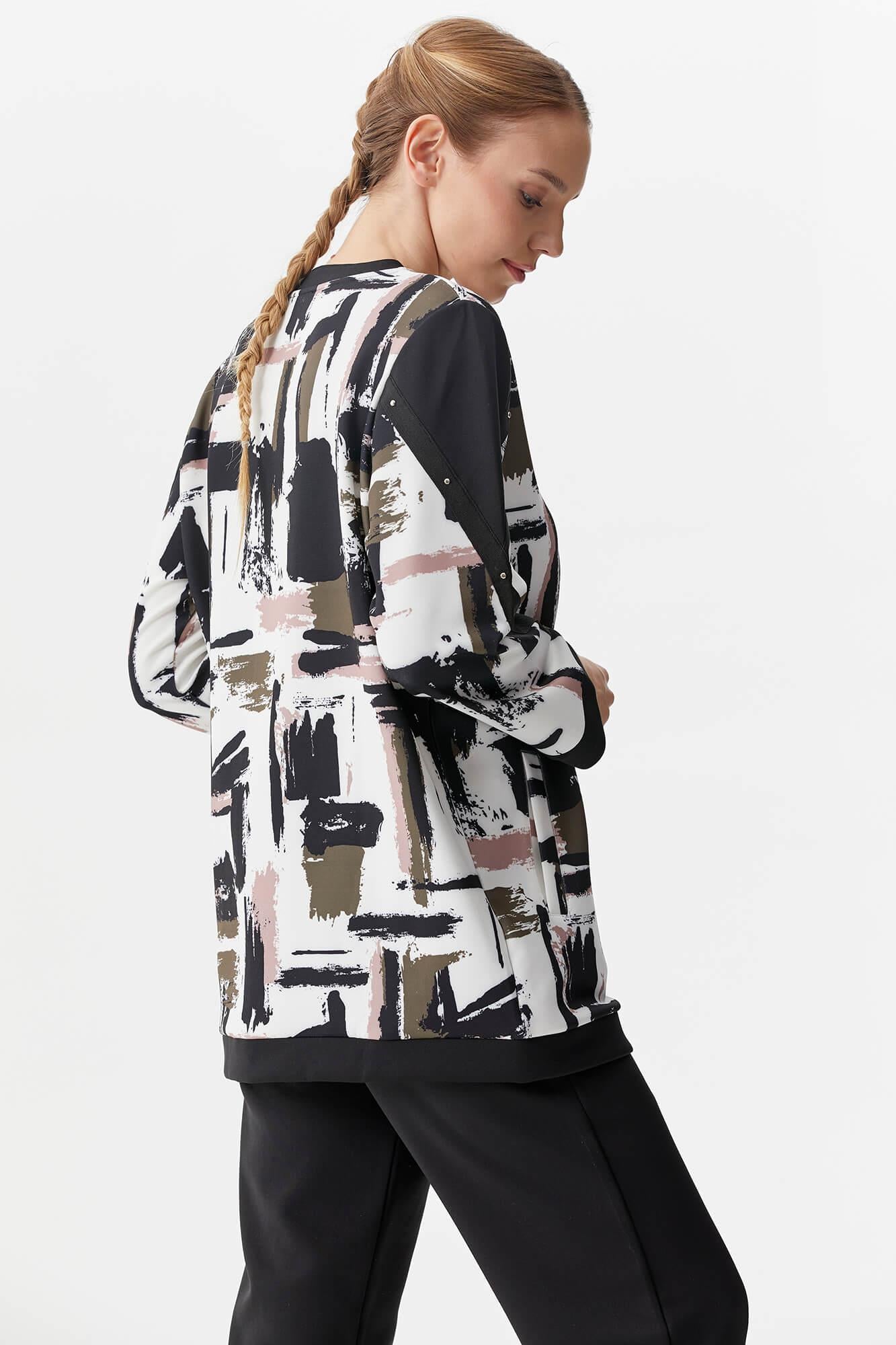 Büyük Beden Çok Renk Kombinli Tunik Eşofman Takım - Siyah (5) Sementa