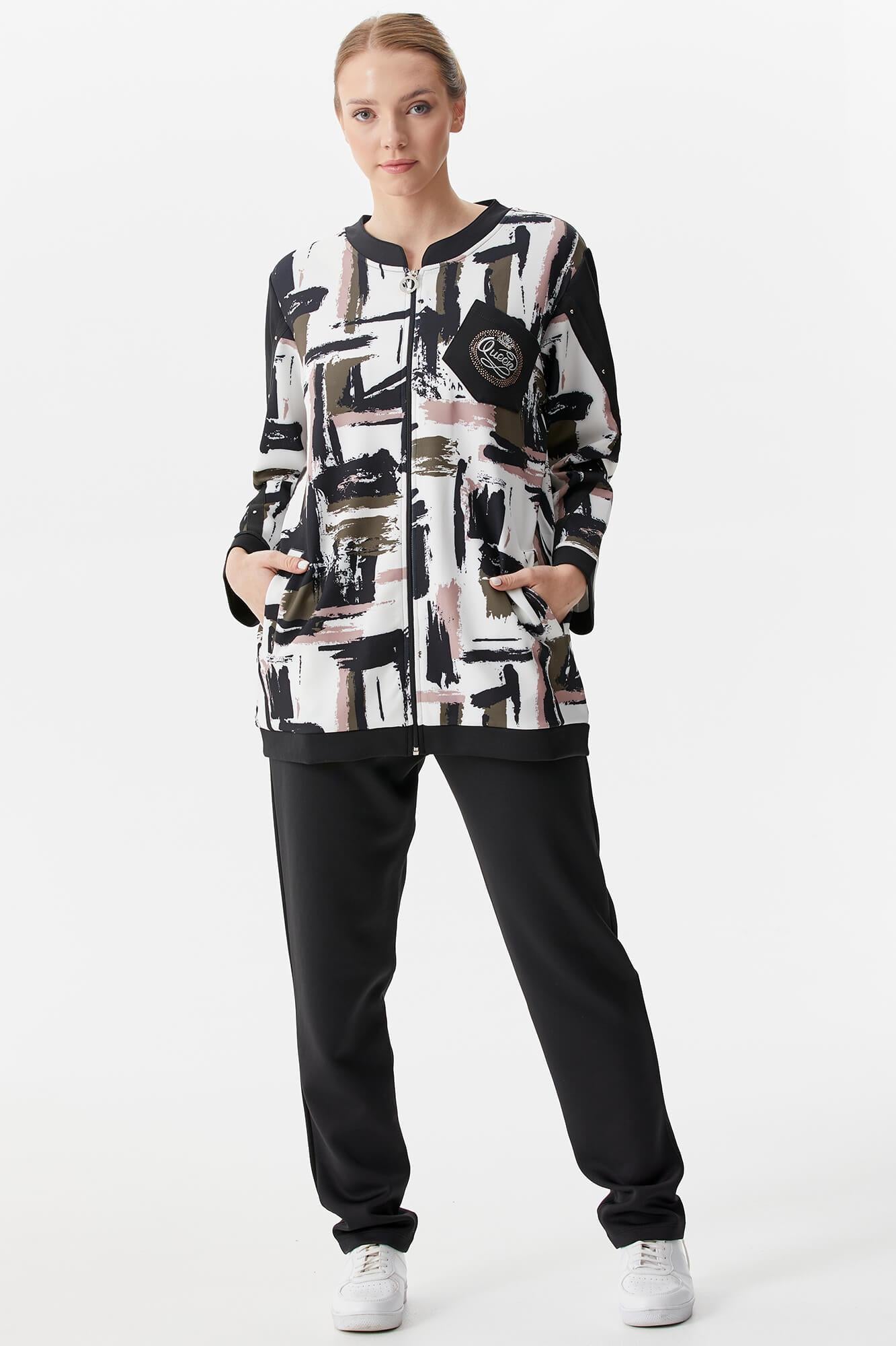 Büyük Beden Çok Renk Kombinli Tunik Eşofman Takım - Siyah (6) Sementa