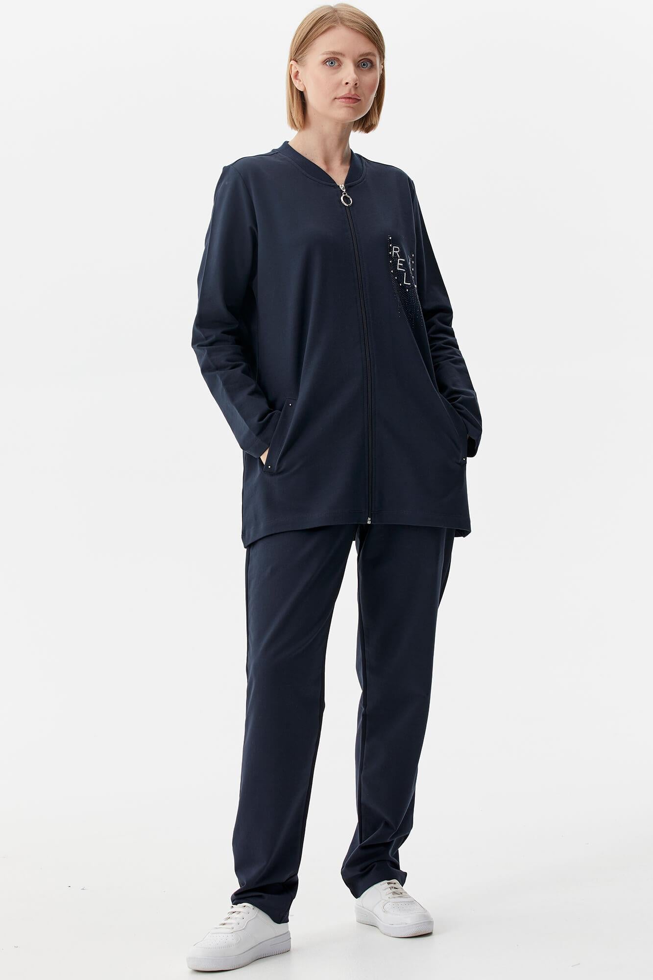 Büyük Beden Fermuarlı Eşofman Takım - Lacivert (1) Sementa