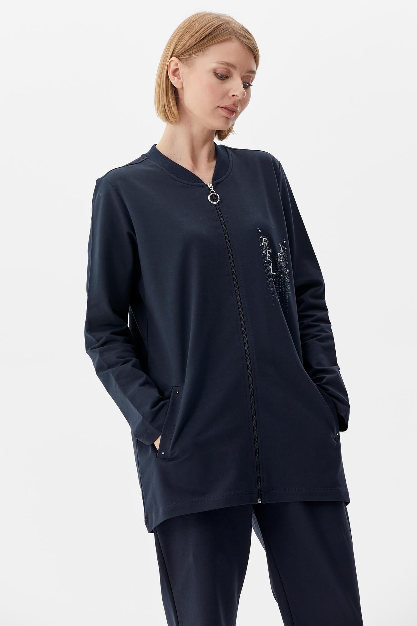 Büyük Beden Fermuarlı Eşofman Takım - Lacivert (2) Sementa