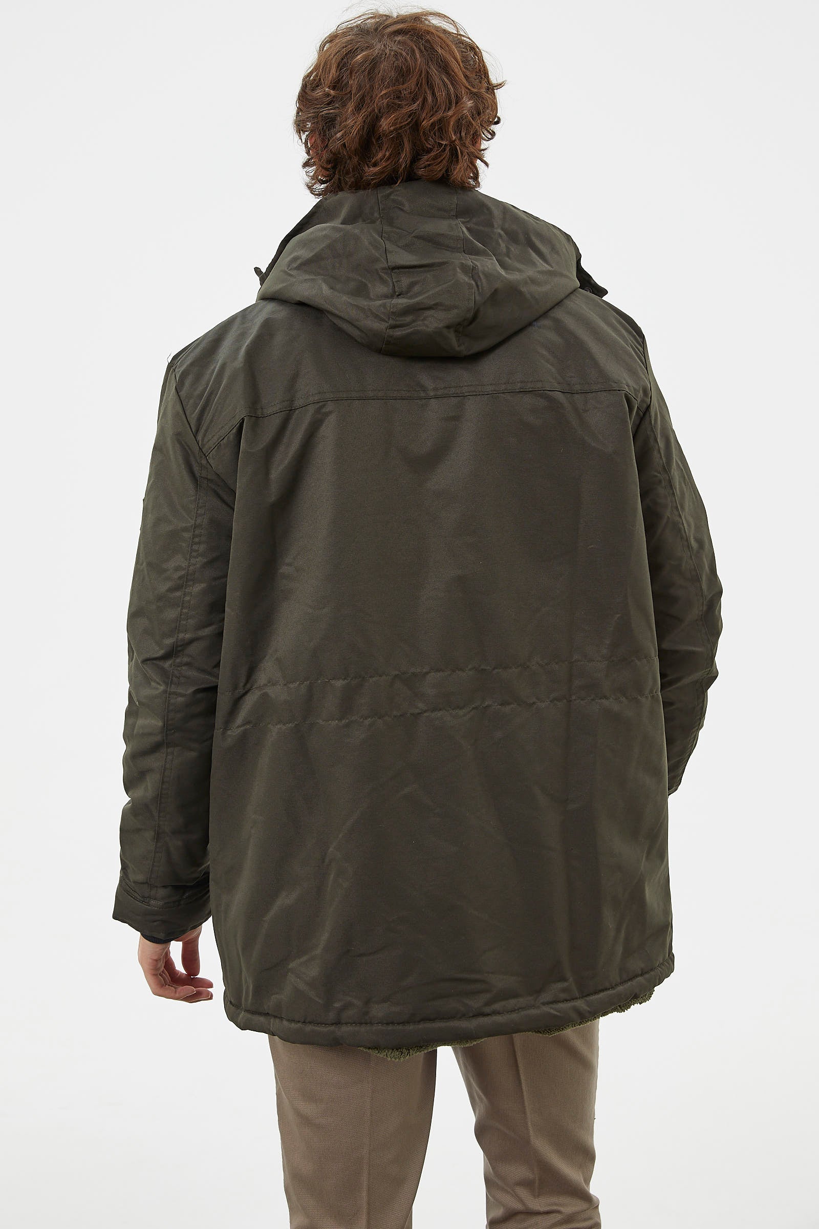 Büyük Beden İçi Pelüş Cepli Mont - Haki (5) Sementa