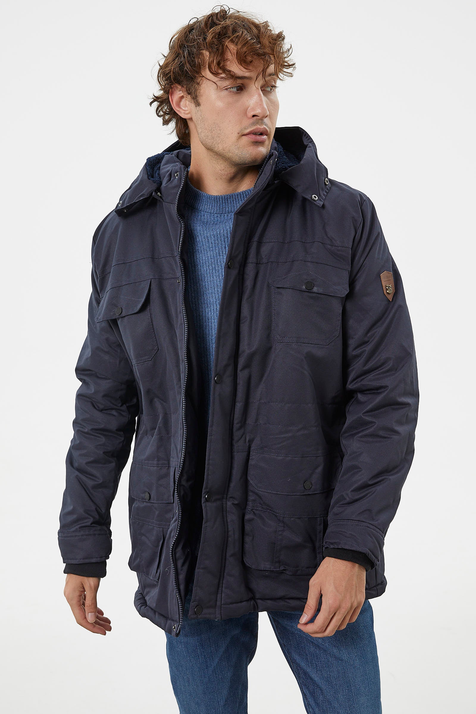 Büyük Beden İçi Pelüş Cepli Mont - Lacivert (2) Sementa