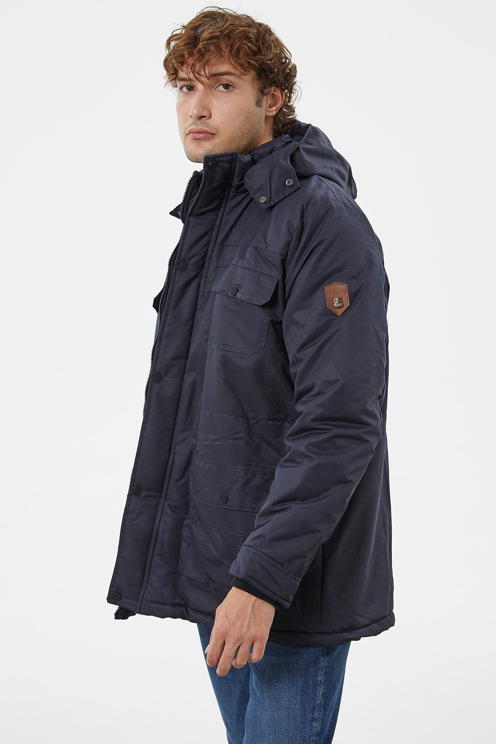 Büyük Beden İçi Pelüş Cepli Mont - Lacivert (6) Sementa