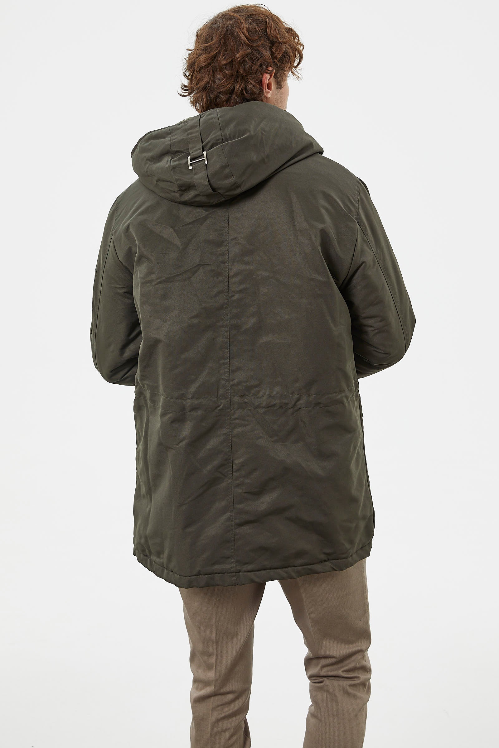 Büyük Beden İçi Pelüş Kapüşonlu Mont - Haki (7) Sementa