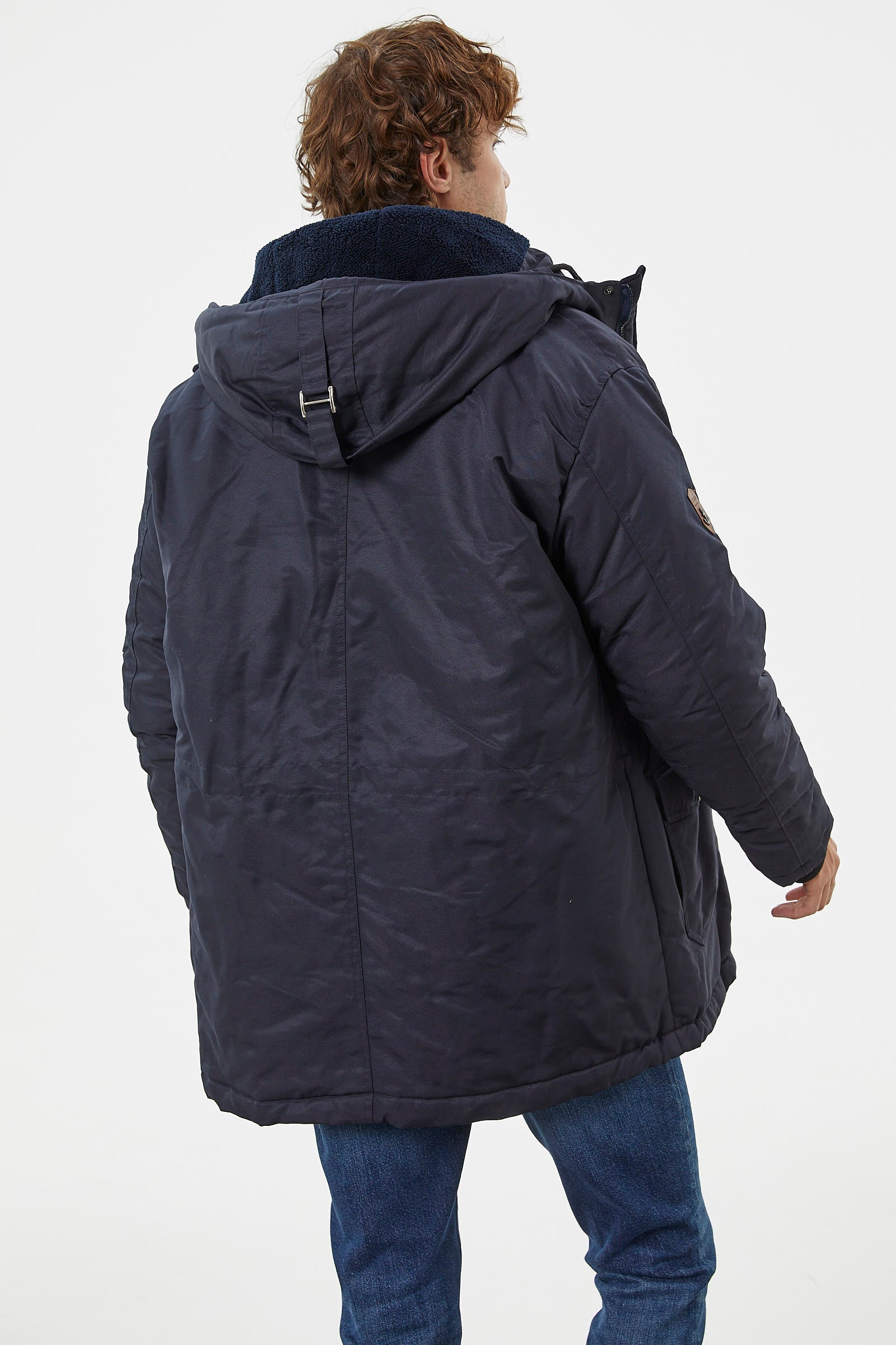 Büyük Beden İçi Pelüş Kapüşonlu Mont - Lacivert (5) Sementa