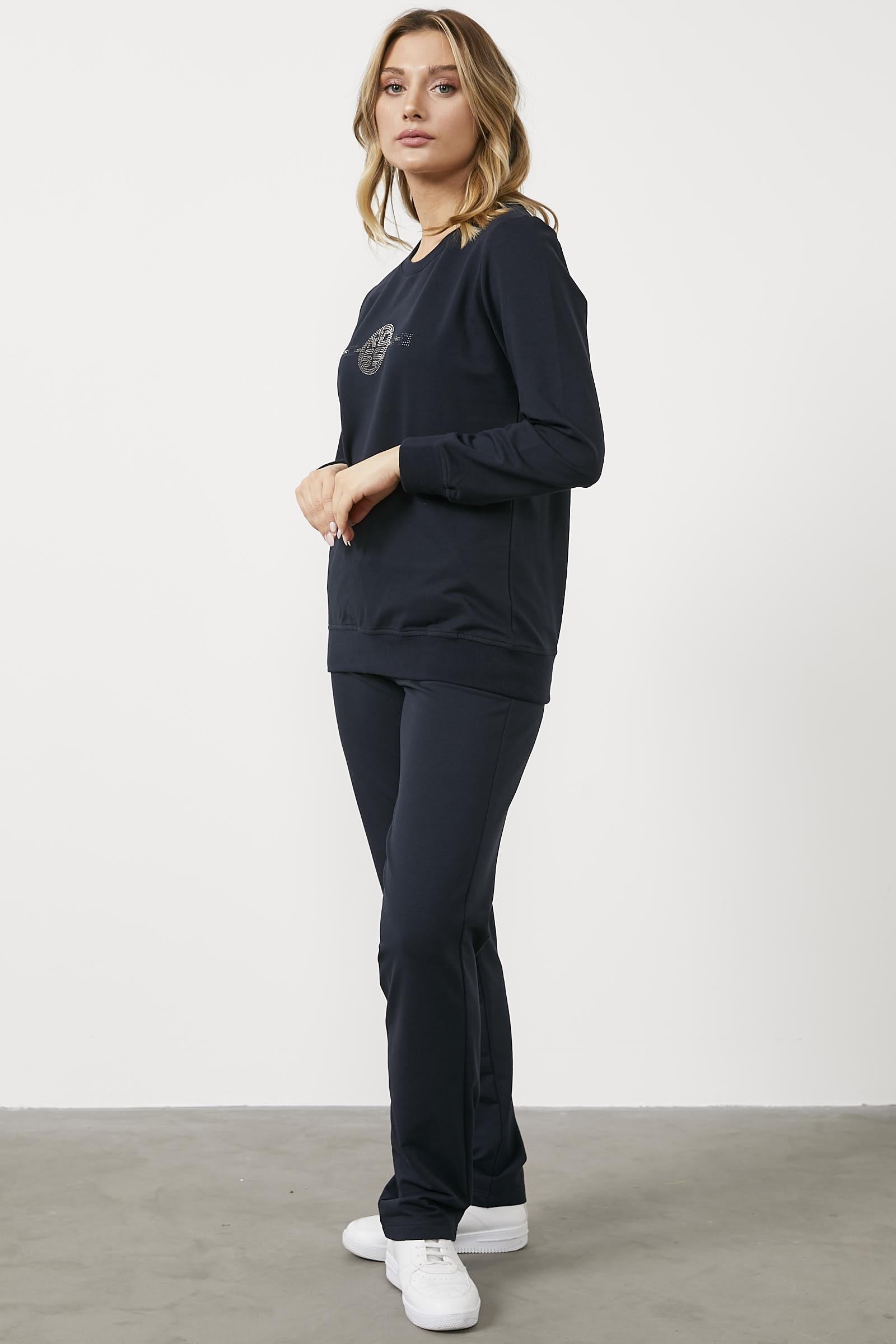 Büyük Beden Kapitone Yelekli Üçlü Eşofman Takım - Lacivert (6) Sementa