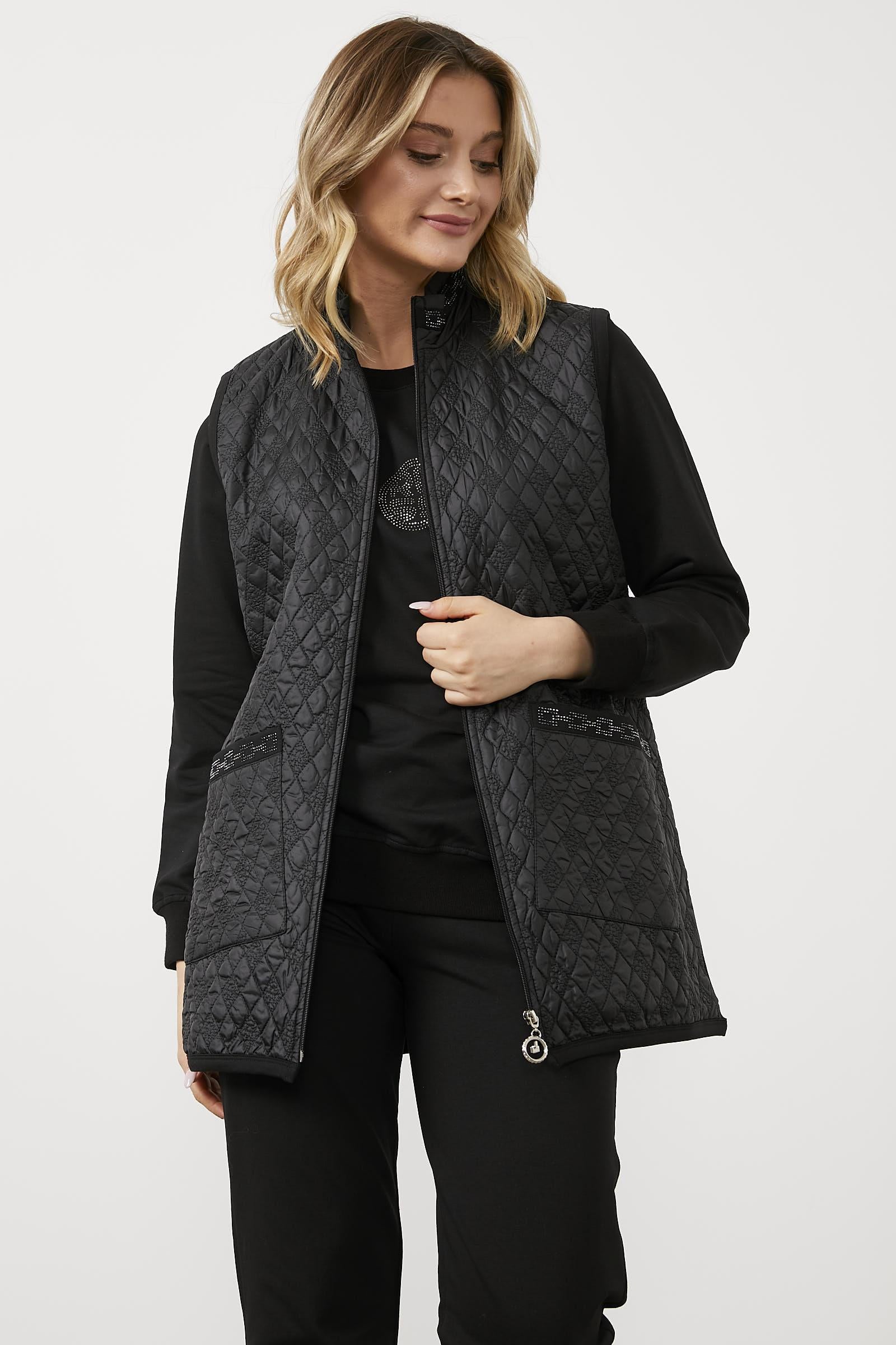 Büyük Beden Kapitone Yelekli Üçlü Eşofman Takım - Siyah (4) Sementa