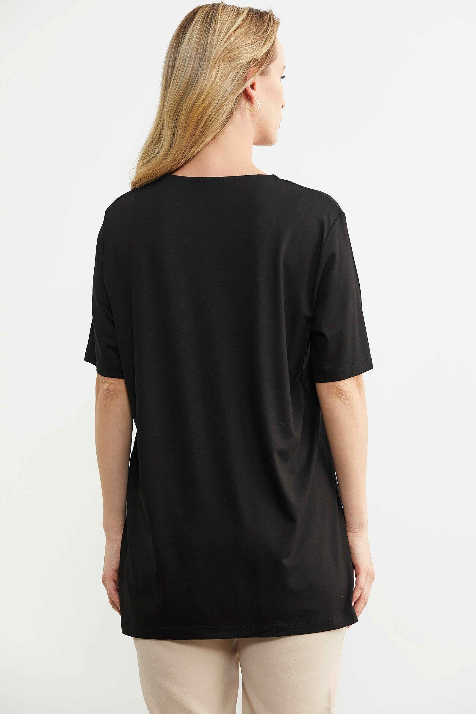 Büyük Beden Nakış Detaylı Tişört - Siyah (6) Sementa