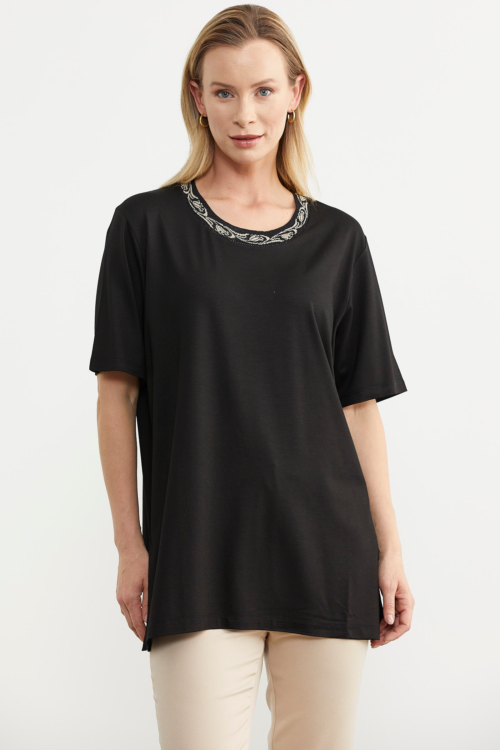 Büyük Beden Penye Tişört - Siyah (4) Sementa