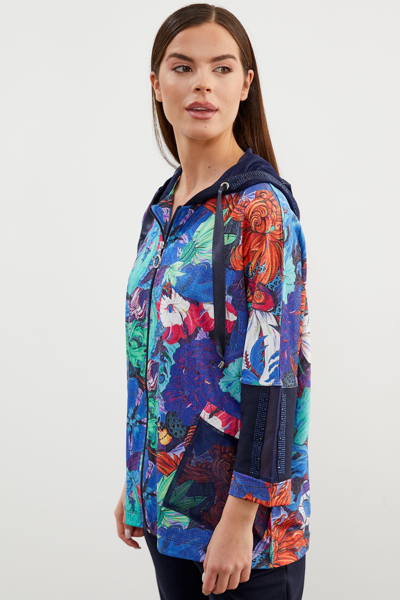 Büyük Beden Renkli Çiçek Desenli Takım - Saks (5) Sementa