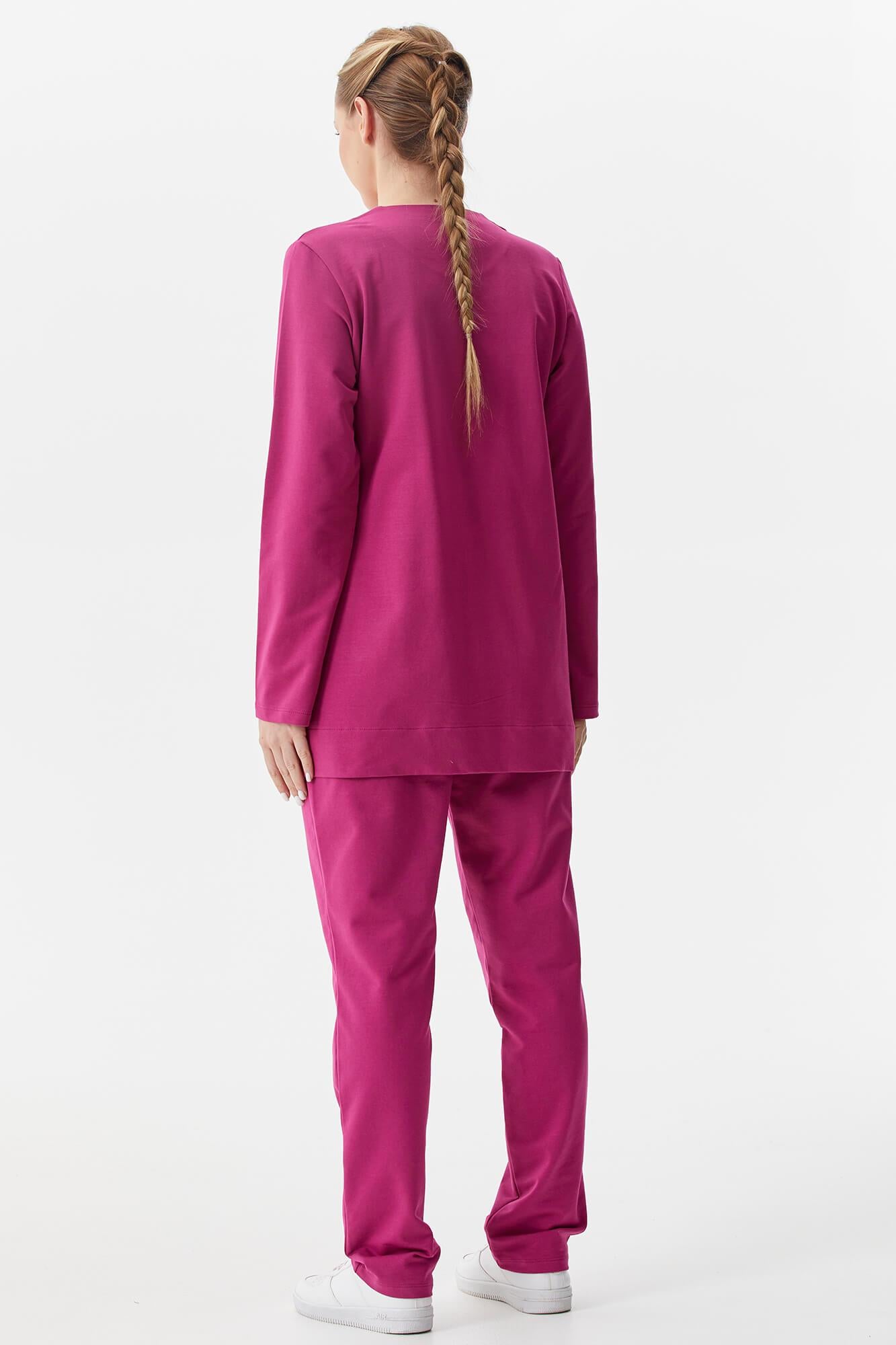 Büyük Beden Taş Detaylı Eşofman Takım - Fuşya (6) Sementa