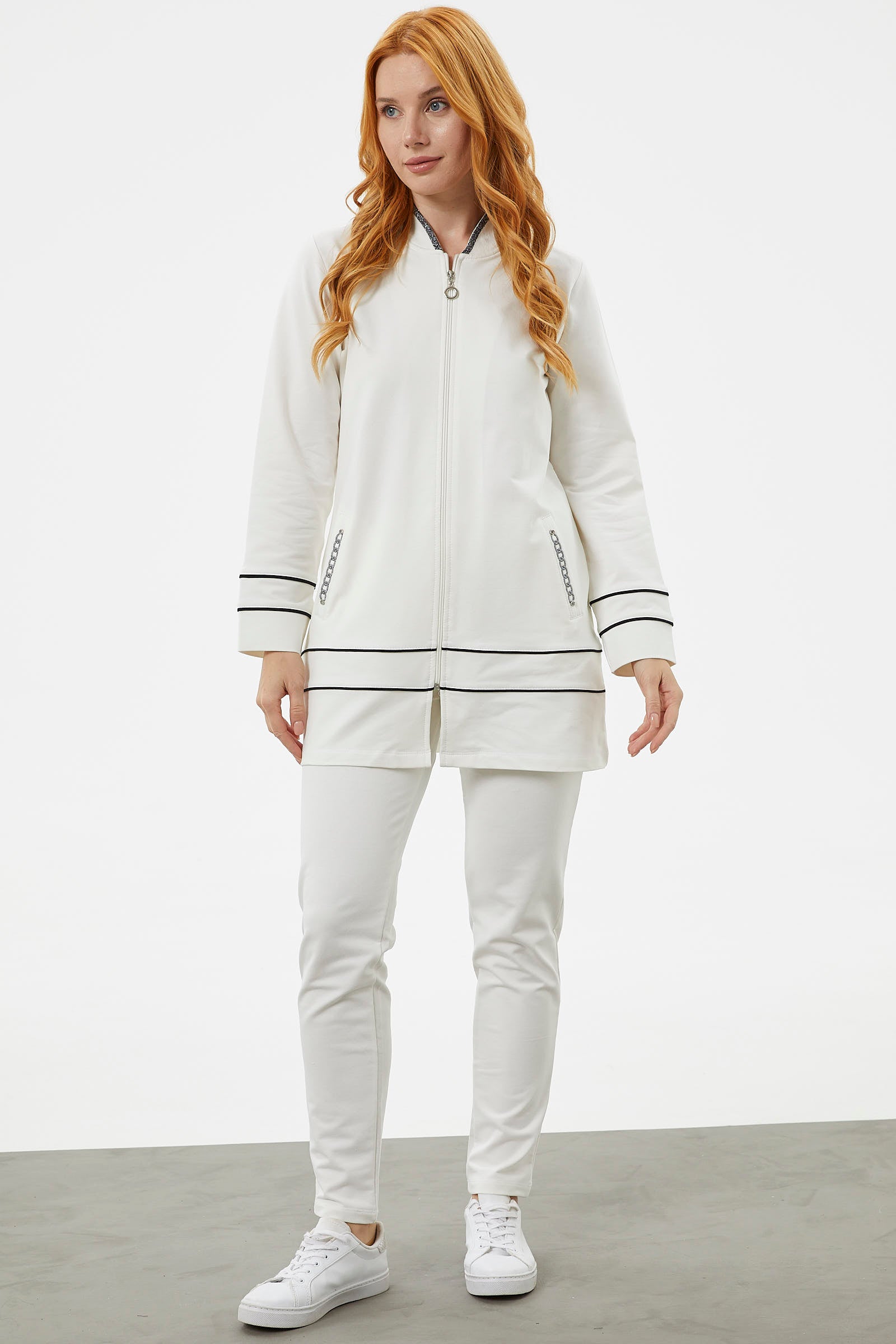 Büyük Beden Tunik Eşofman Takım - Ekru (2) Sementa