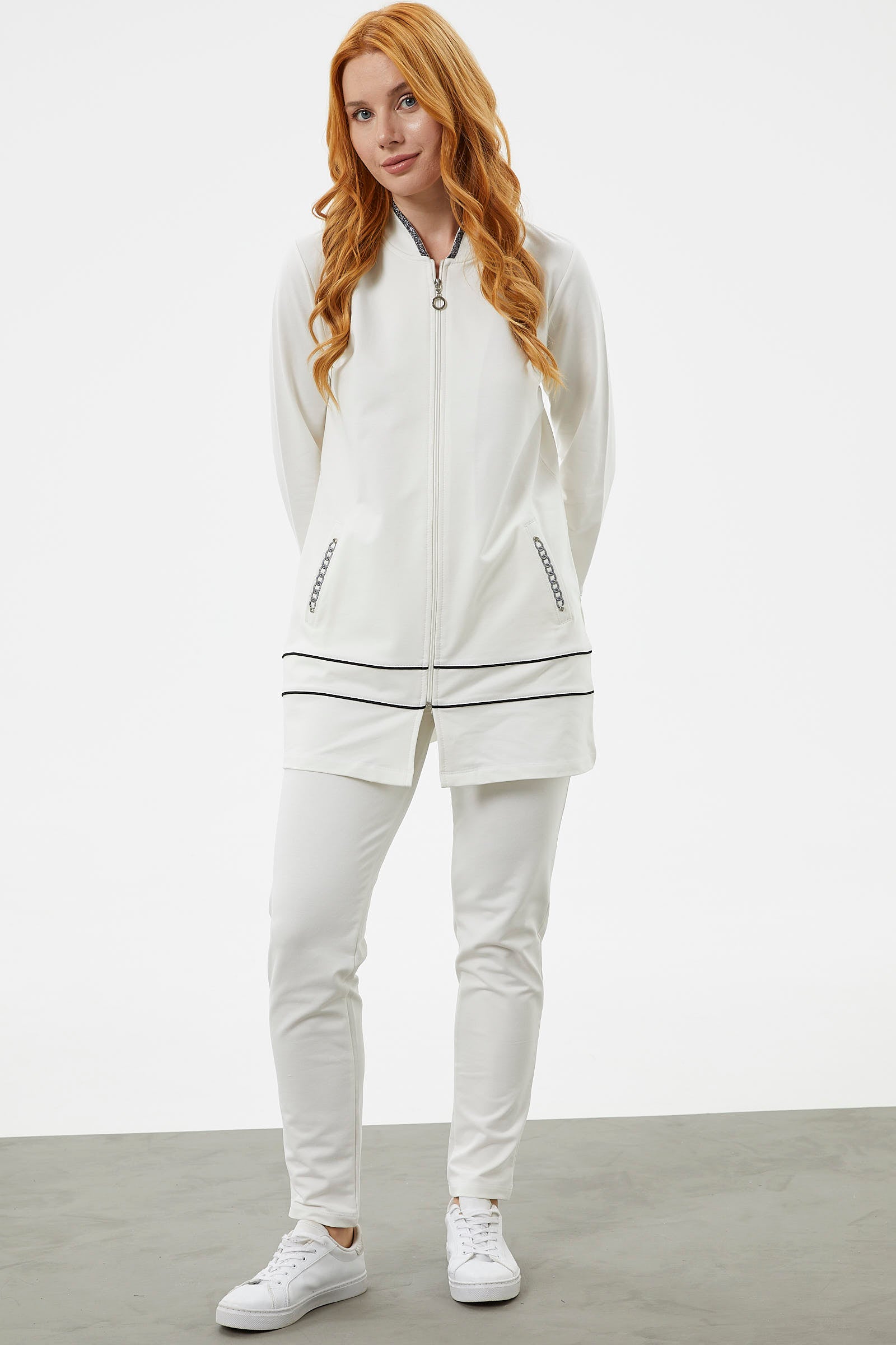 Büyük Beden Tunik Eşofman Takım - Ekru (5) Sementa